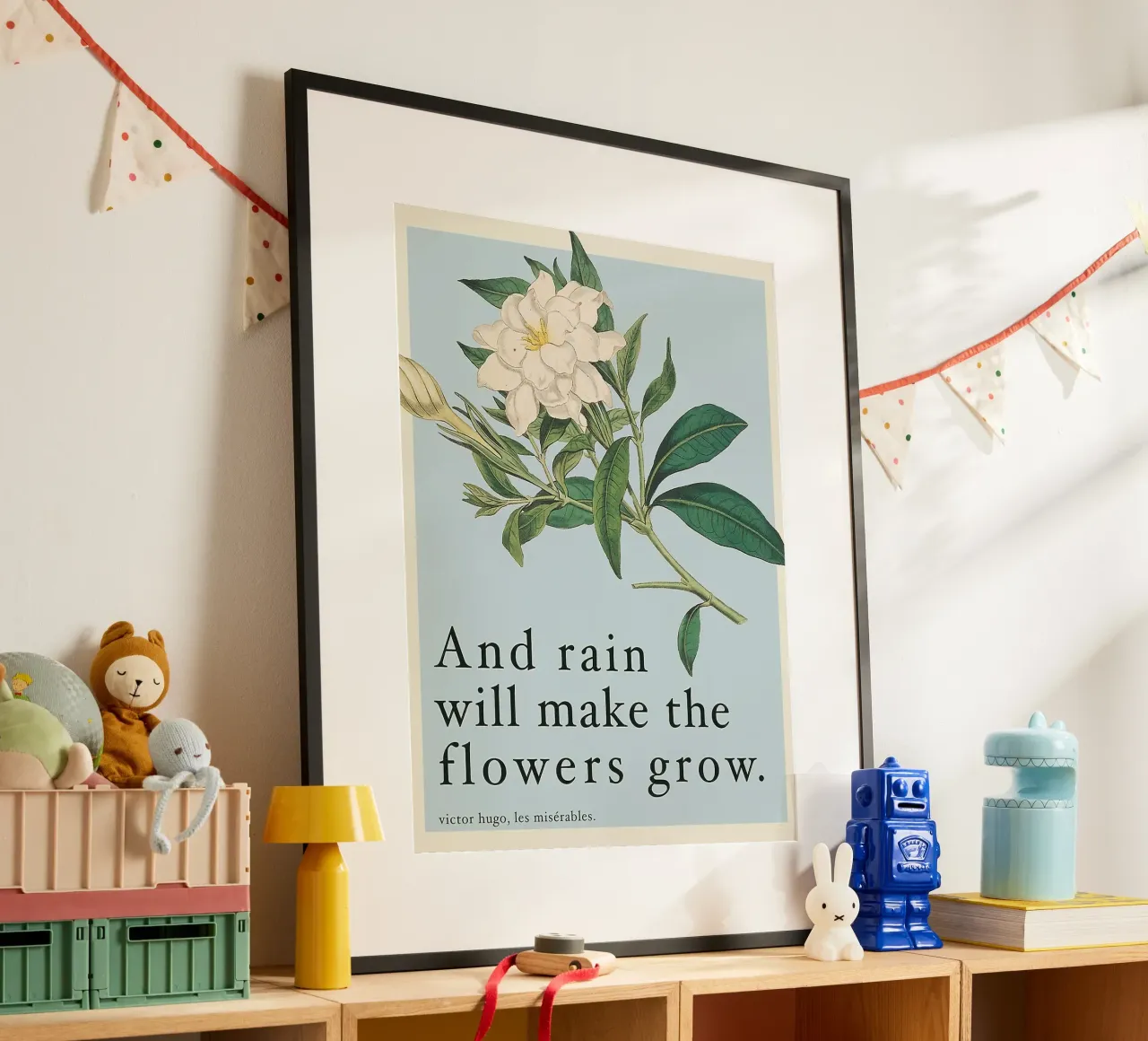 E la pioggia farà crescere i fiori poster con telaio in alluminio da Leahprint