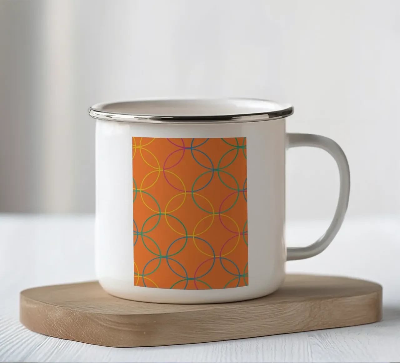 disegno di linea circolare tazza in smalto da klicins
