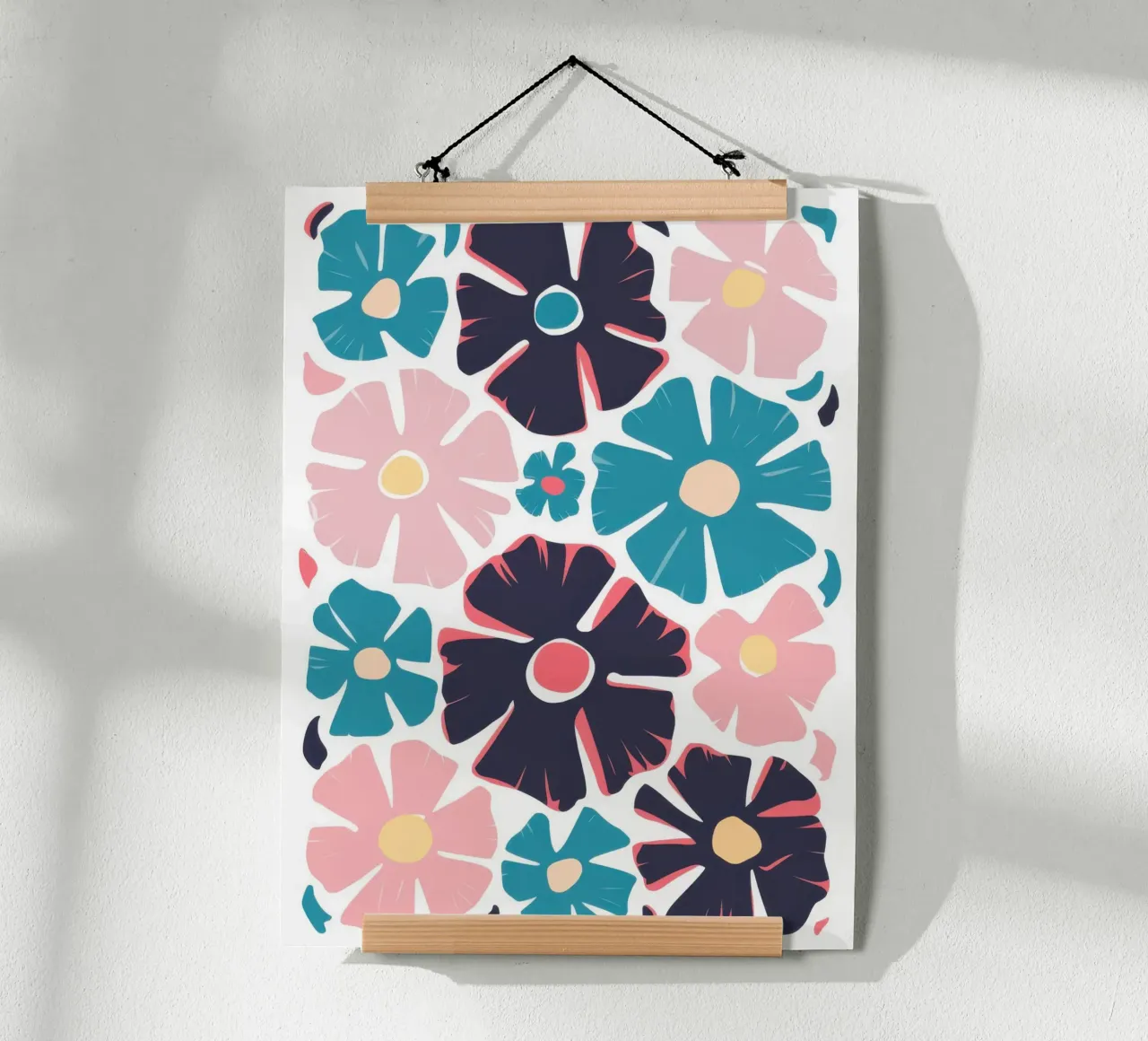 Modello Midnight Bloom poster con telaio in legno da Autumn Season