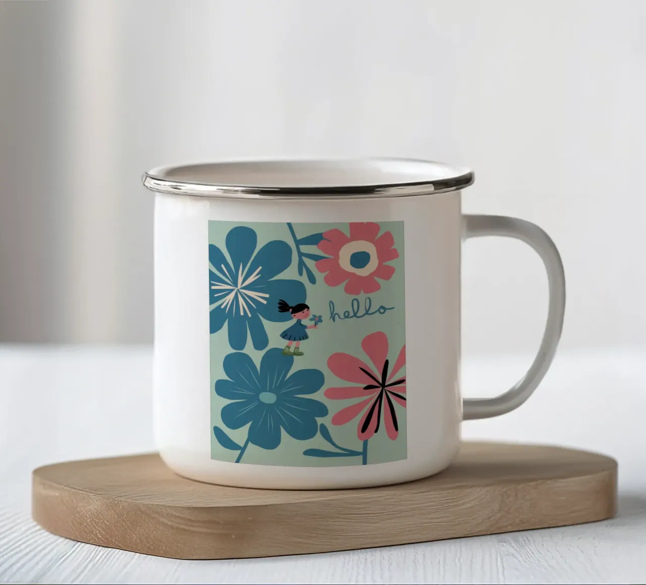 Ciao margherita blu tazza in smalto da Bruce Juice