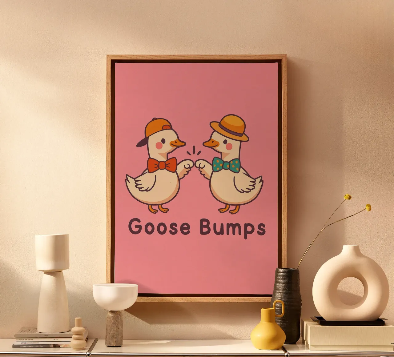 eend kippenvel grappige tekening canvas met Baklijst van klicins