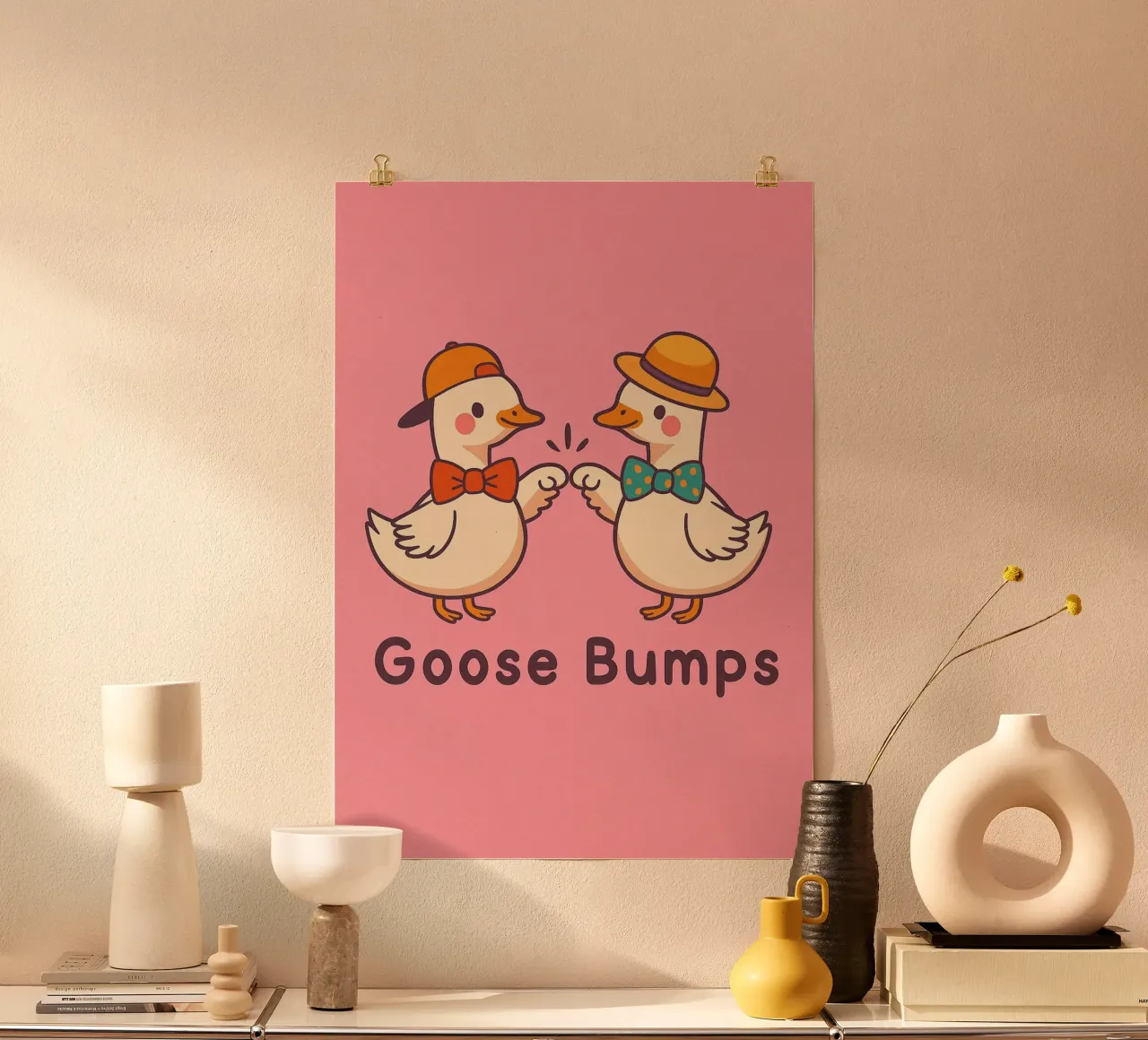 anatra con la pelle d'oca disegno divertente poster con telaio in plastica da klicins