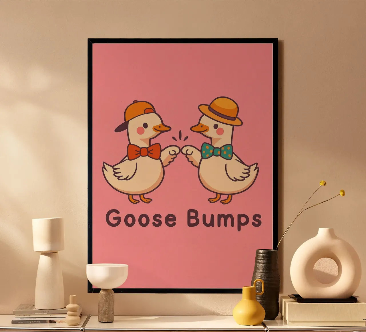 anatra con la pelle d'oca disegno divertente poster con telaio in plastica da klicins