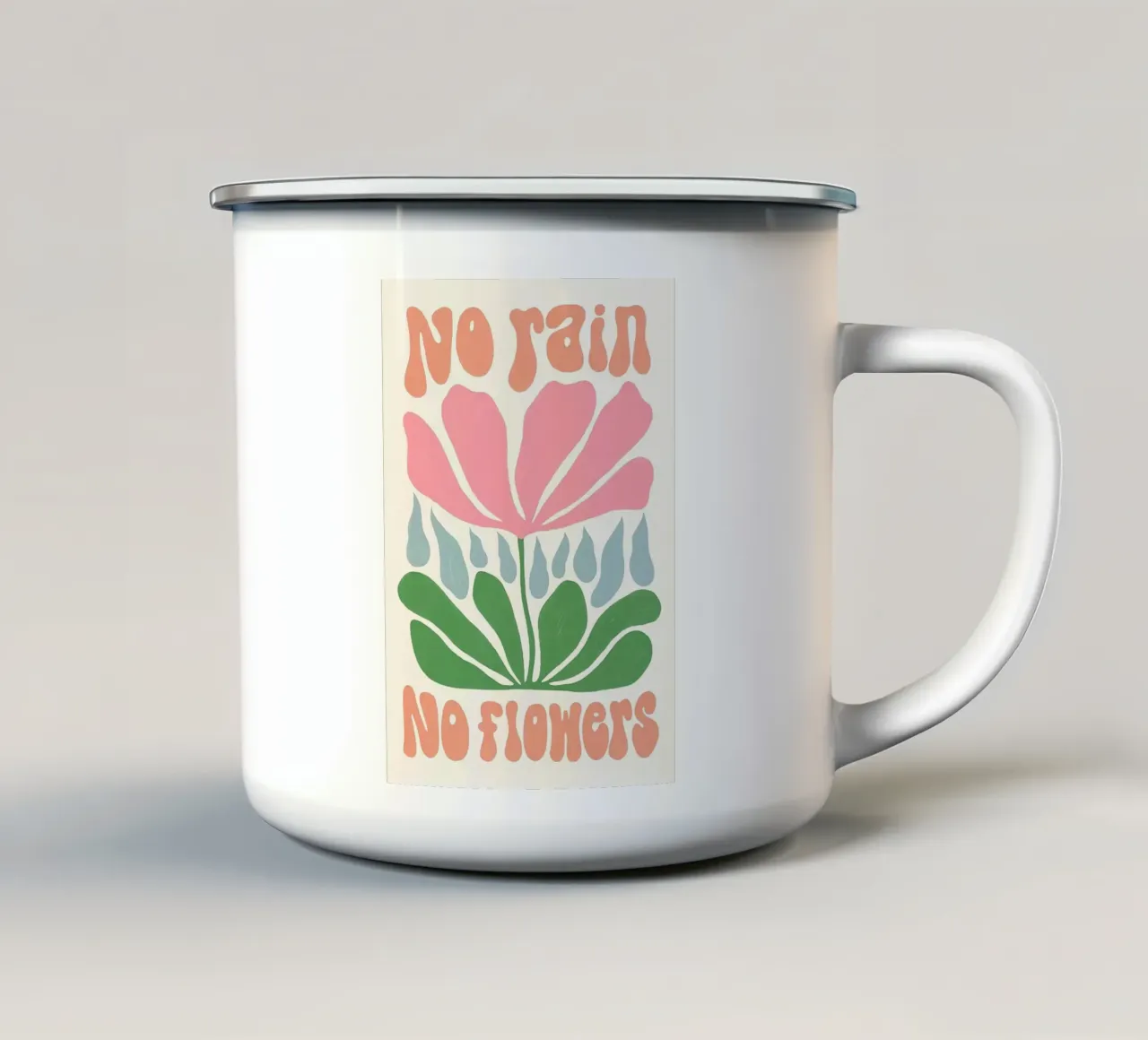 Niente pioggia niente fiori tazza in smalto da Leahprint