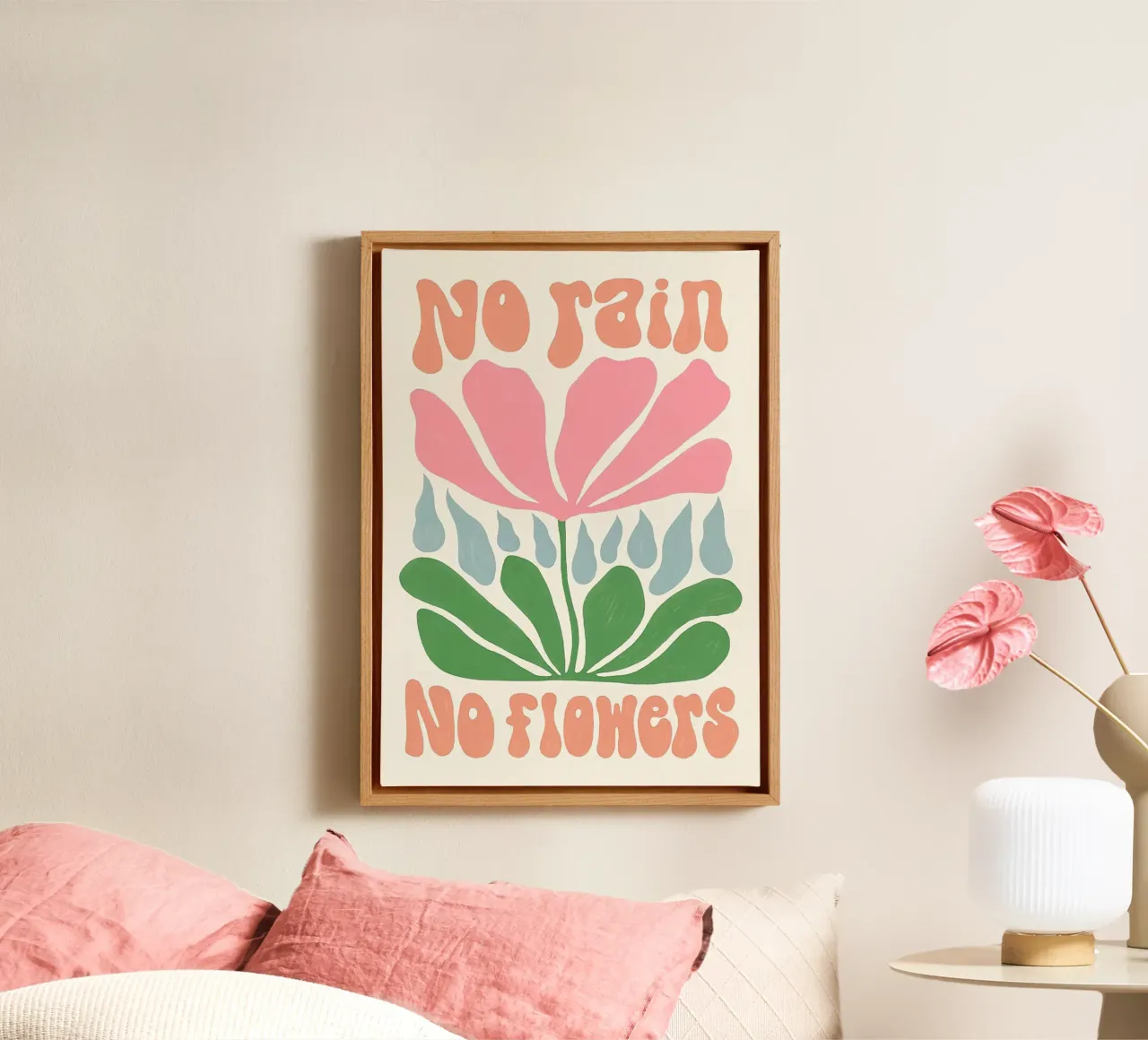 Niente pioggia niente fiori tela con Cornice a cassetta da Leahprint