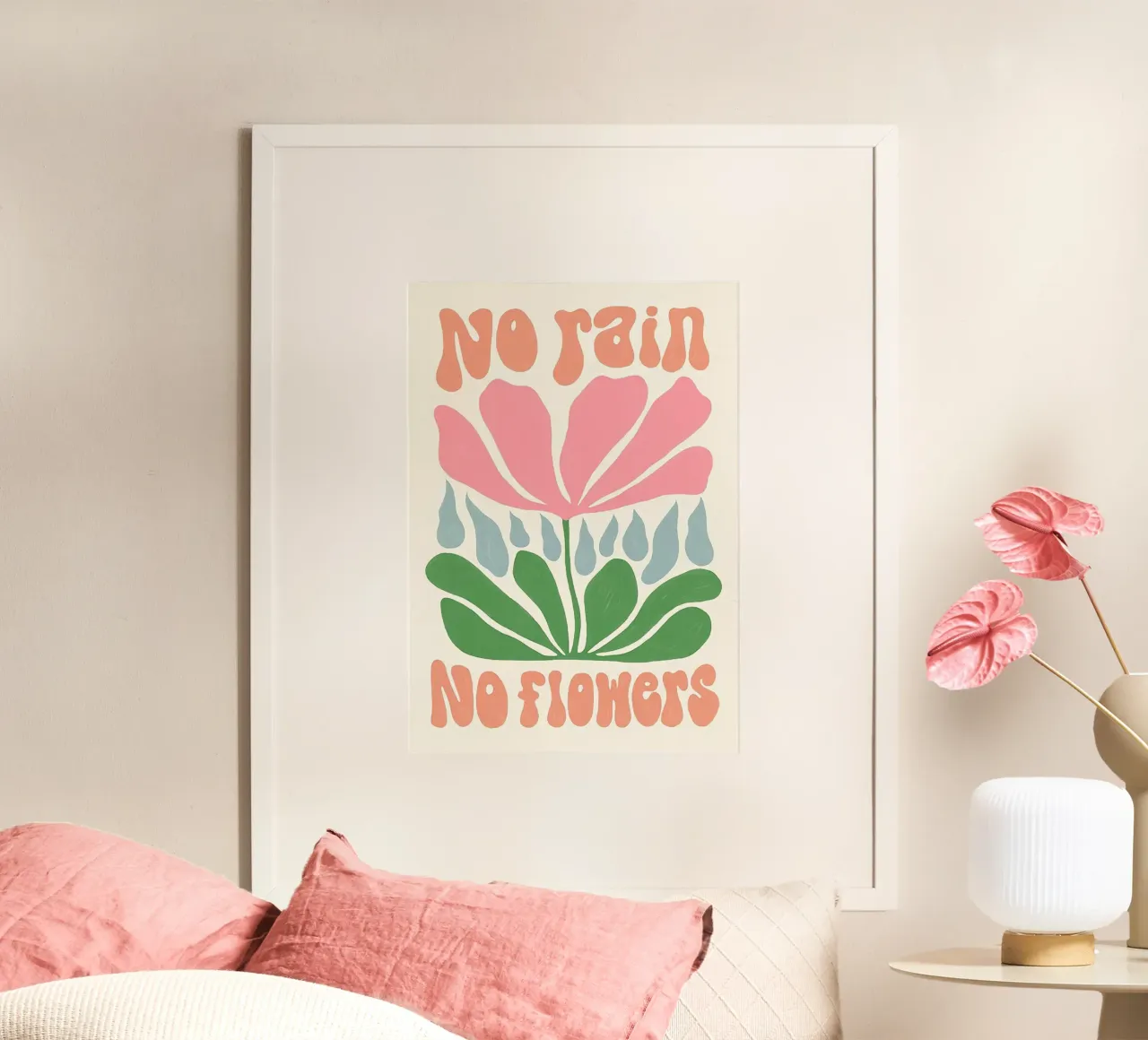 Niente pioggia niente fiori poster con telaio in plastica da Leahprint