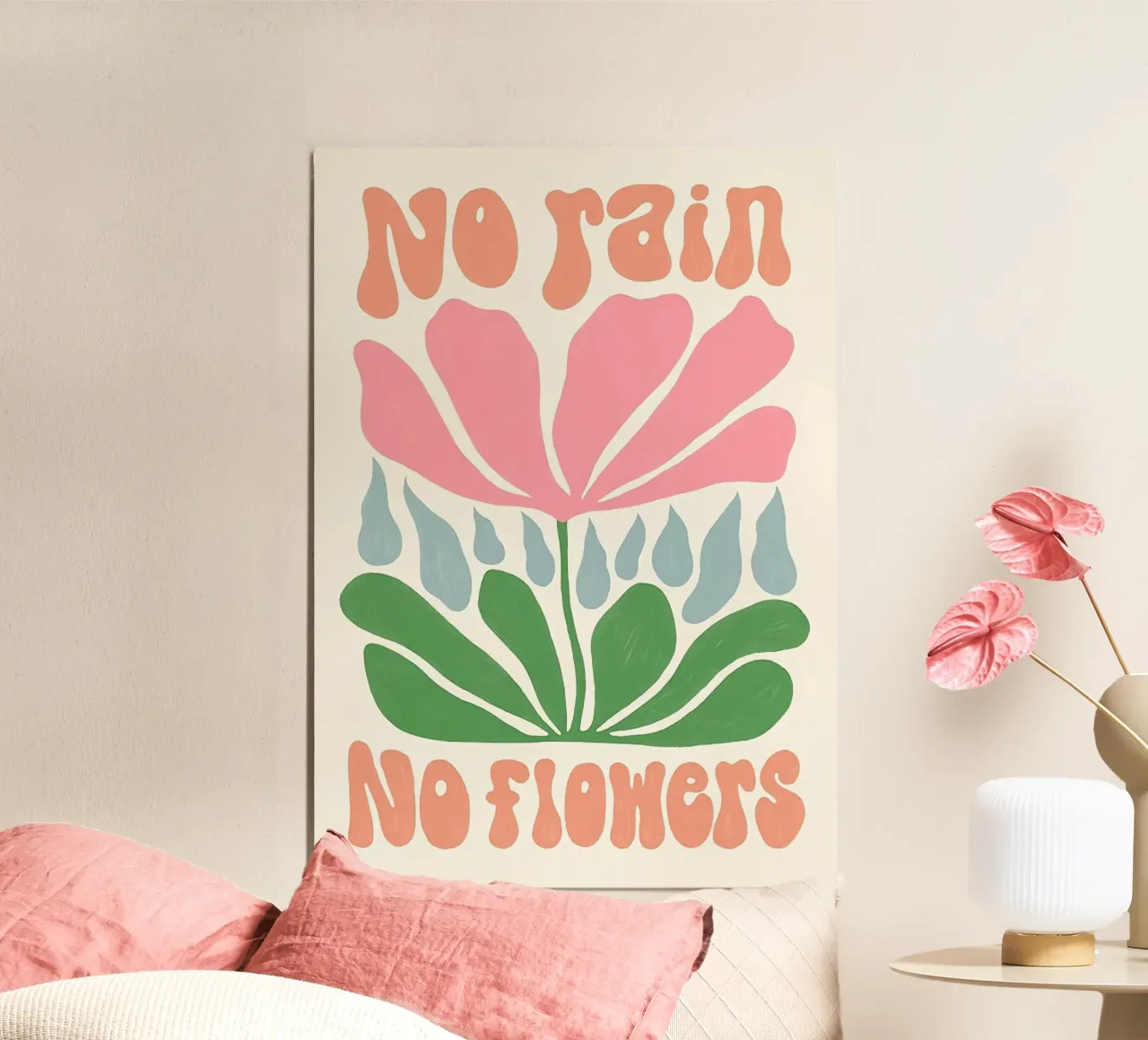 Niente pioggia niente fiori poster con telaio in plastica da Leahprint