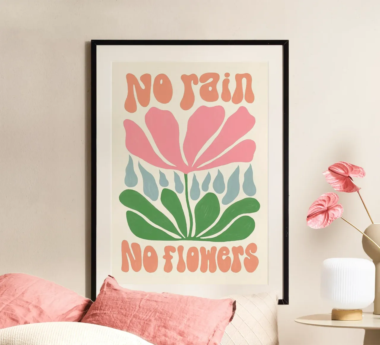 Niente pioggia niente fiori poster con telaio in plastica da Leahprint