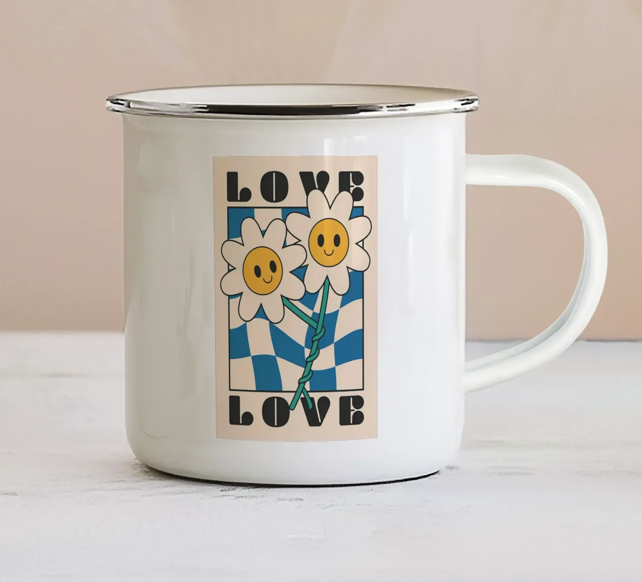 Poster con fiori d'amore tazza in smalto da Leahprint