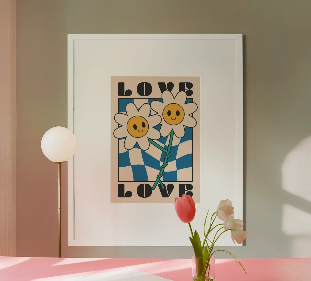 Poster con fiori d'amore poster con telaio in legno da Leahprint