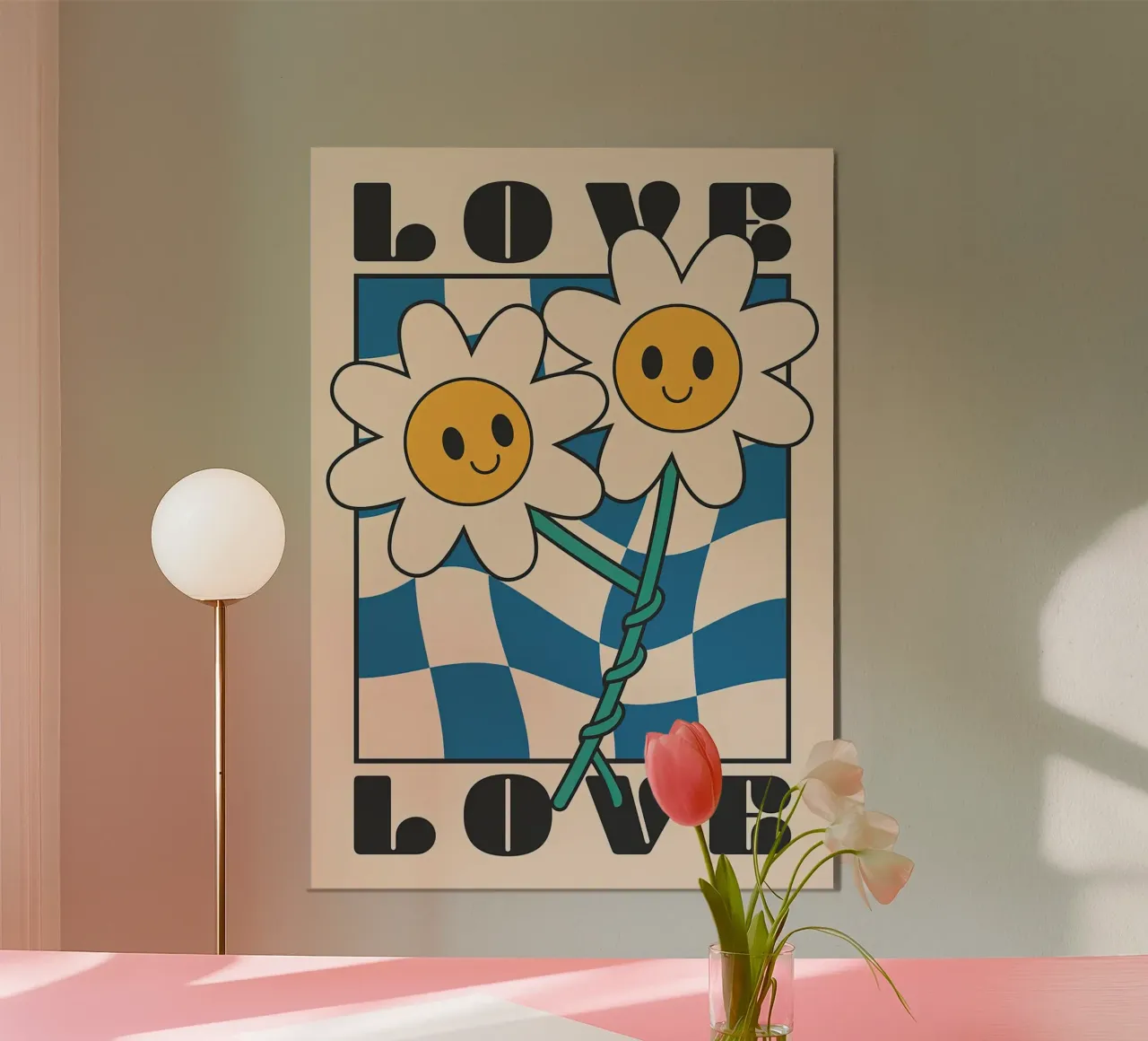 Poster con fiori d'amore poster con telaio in legno da Leahprint