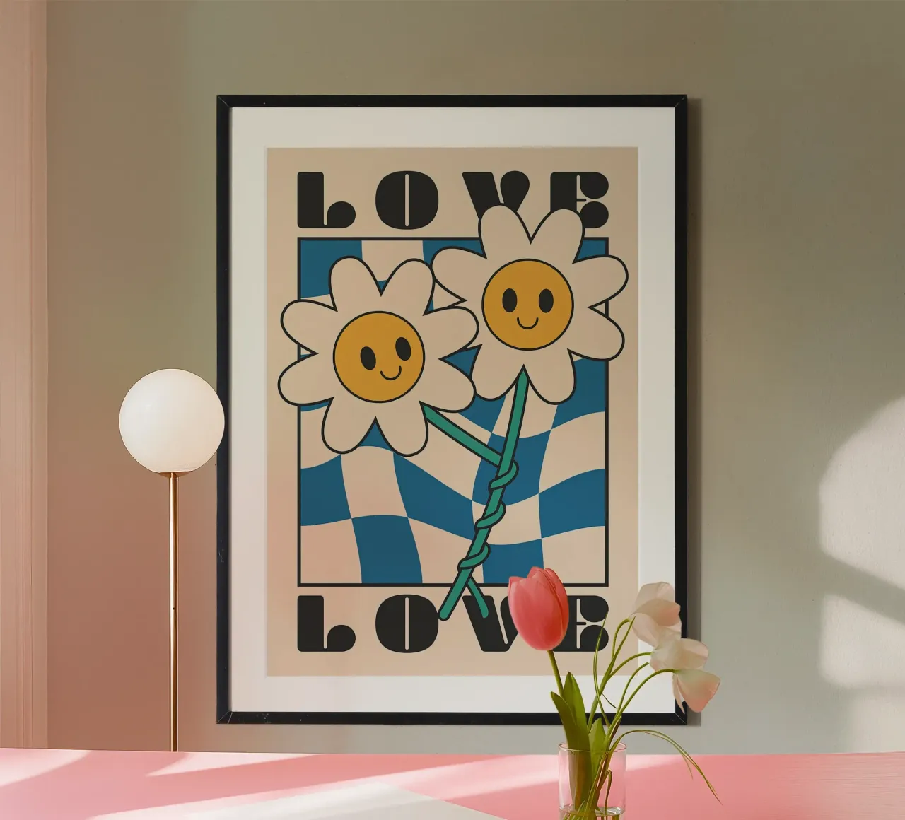 Poster con fiori d'amore poster con telaio in legno da Leahprint