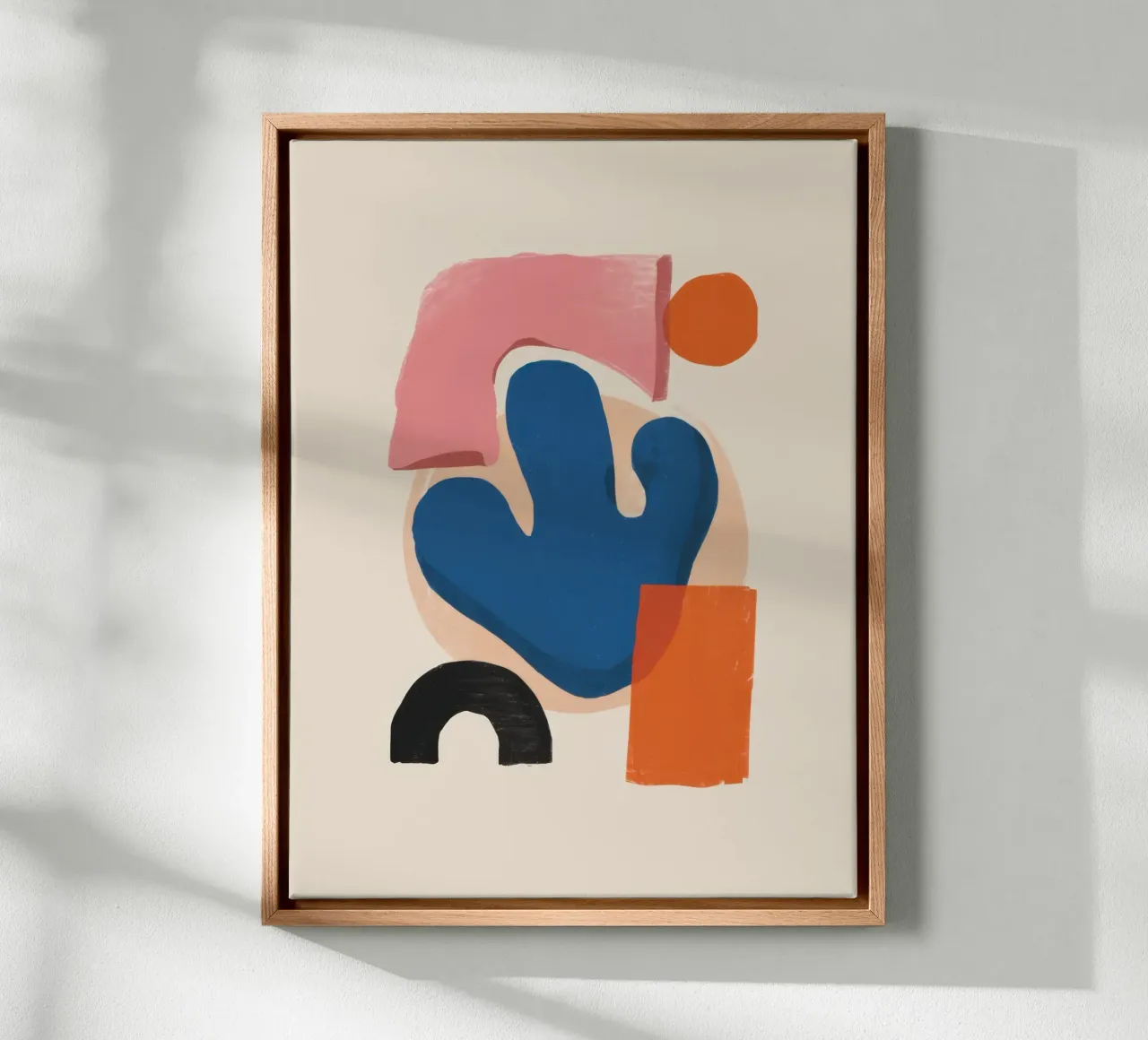 Abstracte cactusvorm canvas met Baklijst van Lyra Glaze