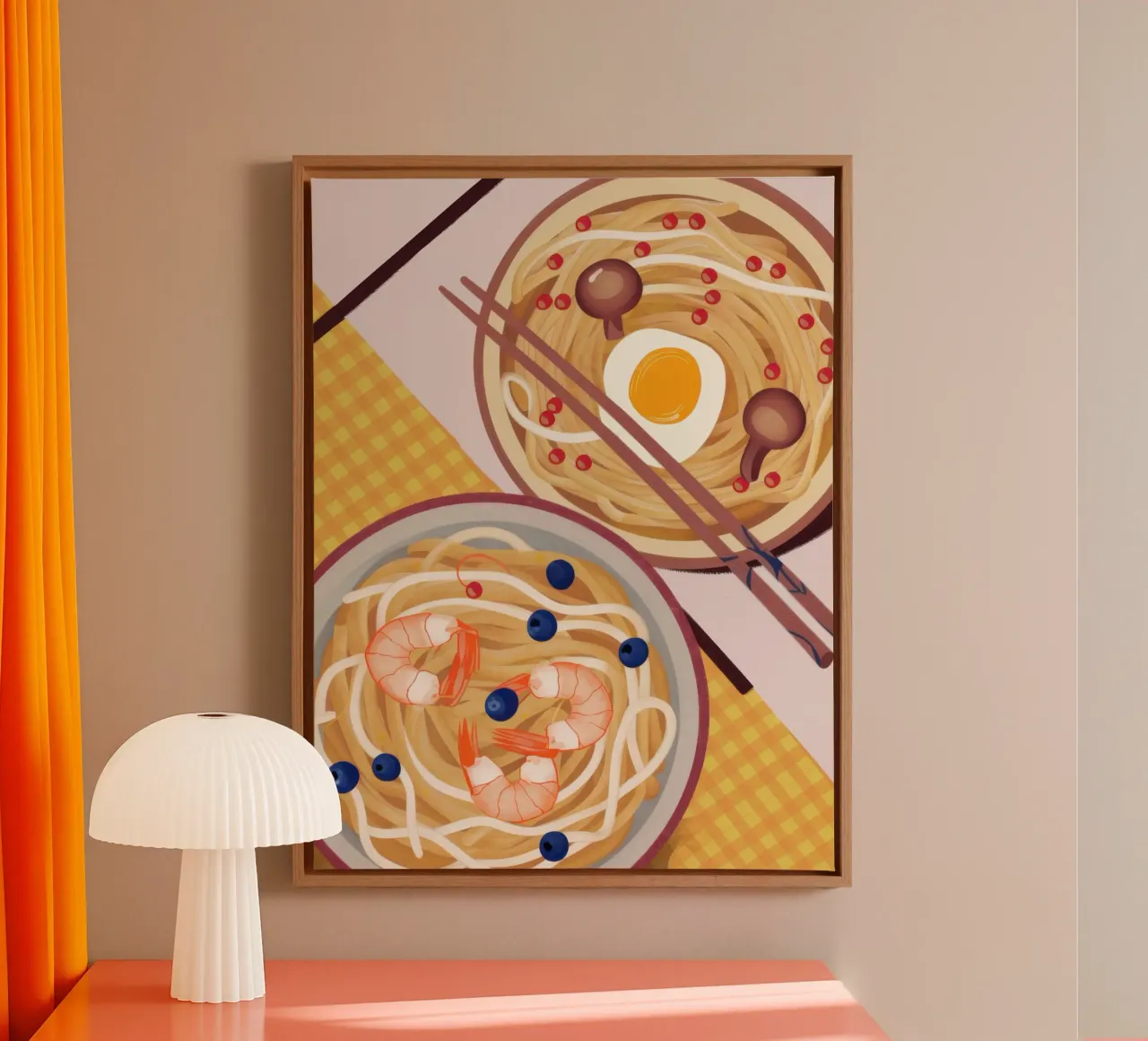 Simmetria perfetta del ramen tela con Cornice a cassetta da Autumn Season