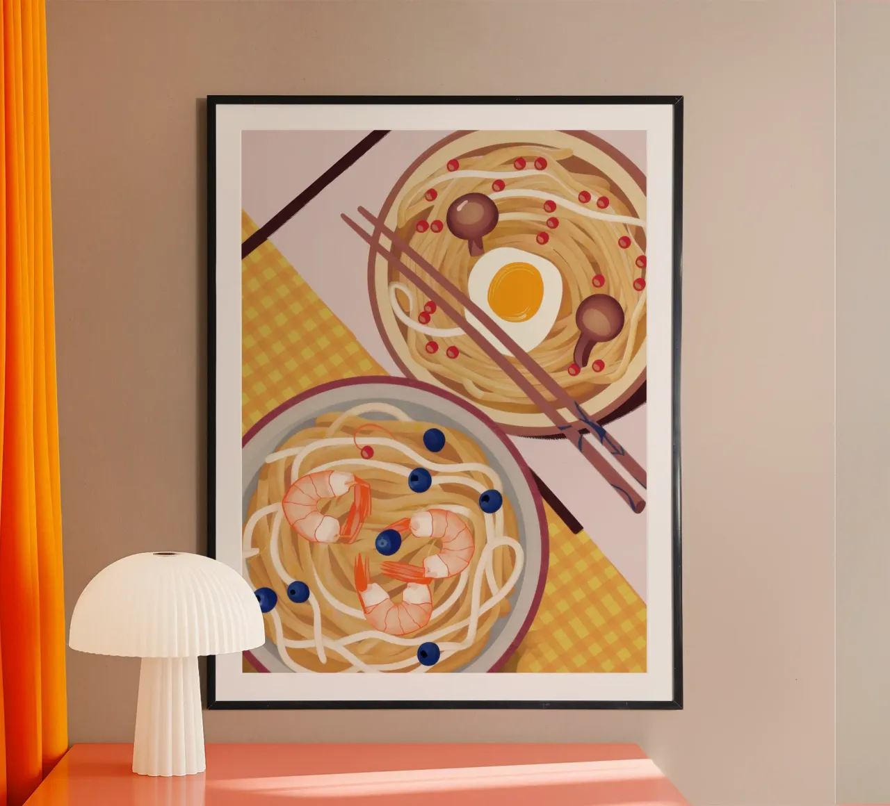 Simmetria perfetta del ramen poster con telaio in alluminio da Autumn Season