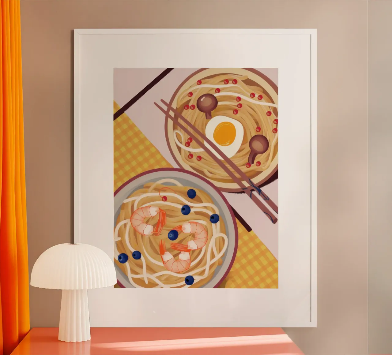 Simmetria perfetta del ramen poster con telaio in alluminio da Autumn Season