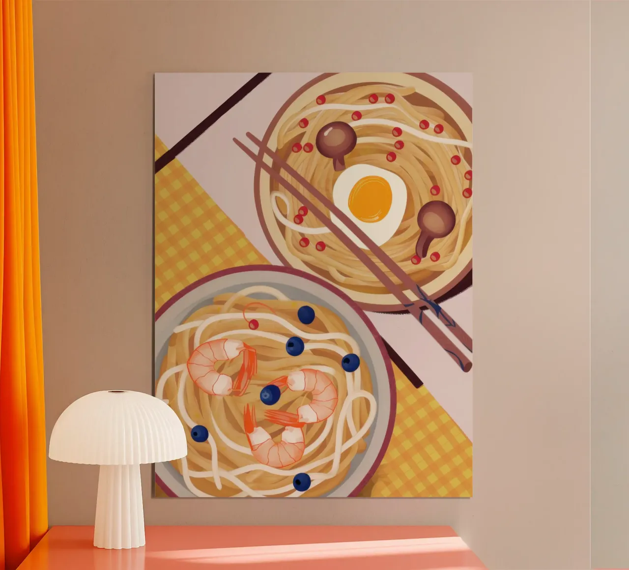Simmetria perfetta del ramen poster con telaio in alluminio da Autumn Season