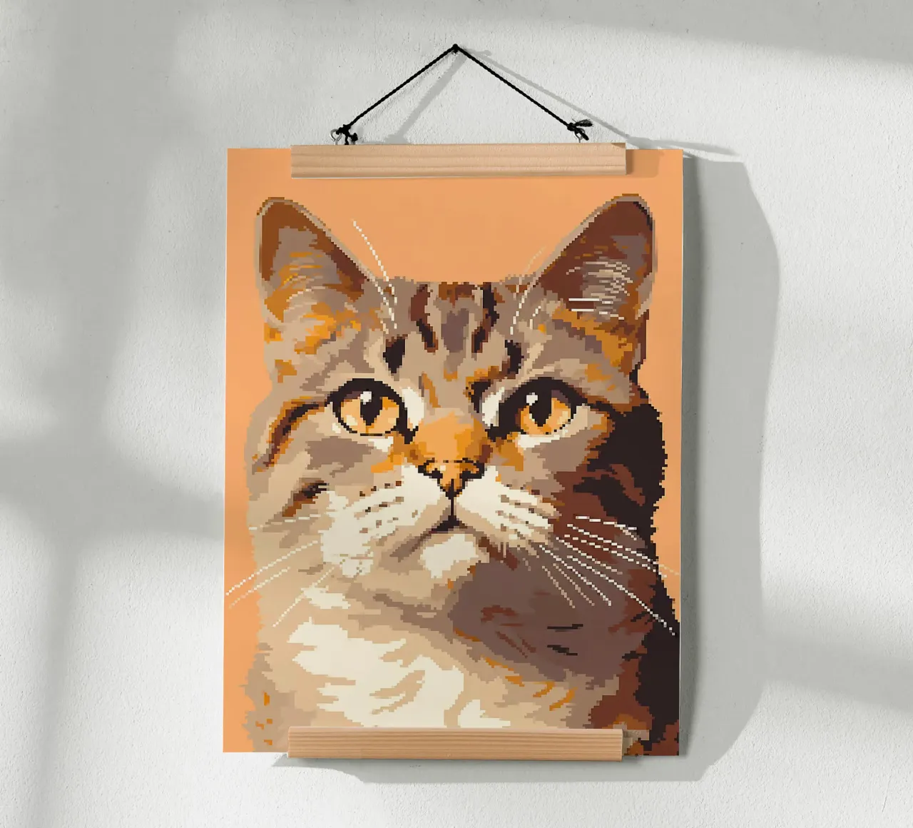 Pixel gatto felino baffi pelliccia orecchie occhi naso poster con telaio in plastica da Franziska Richter