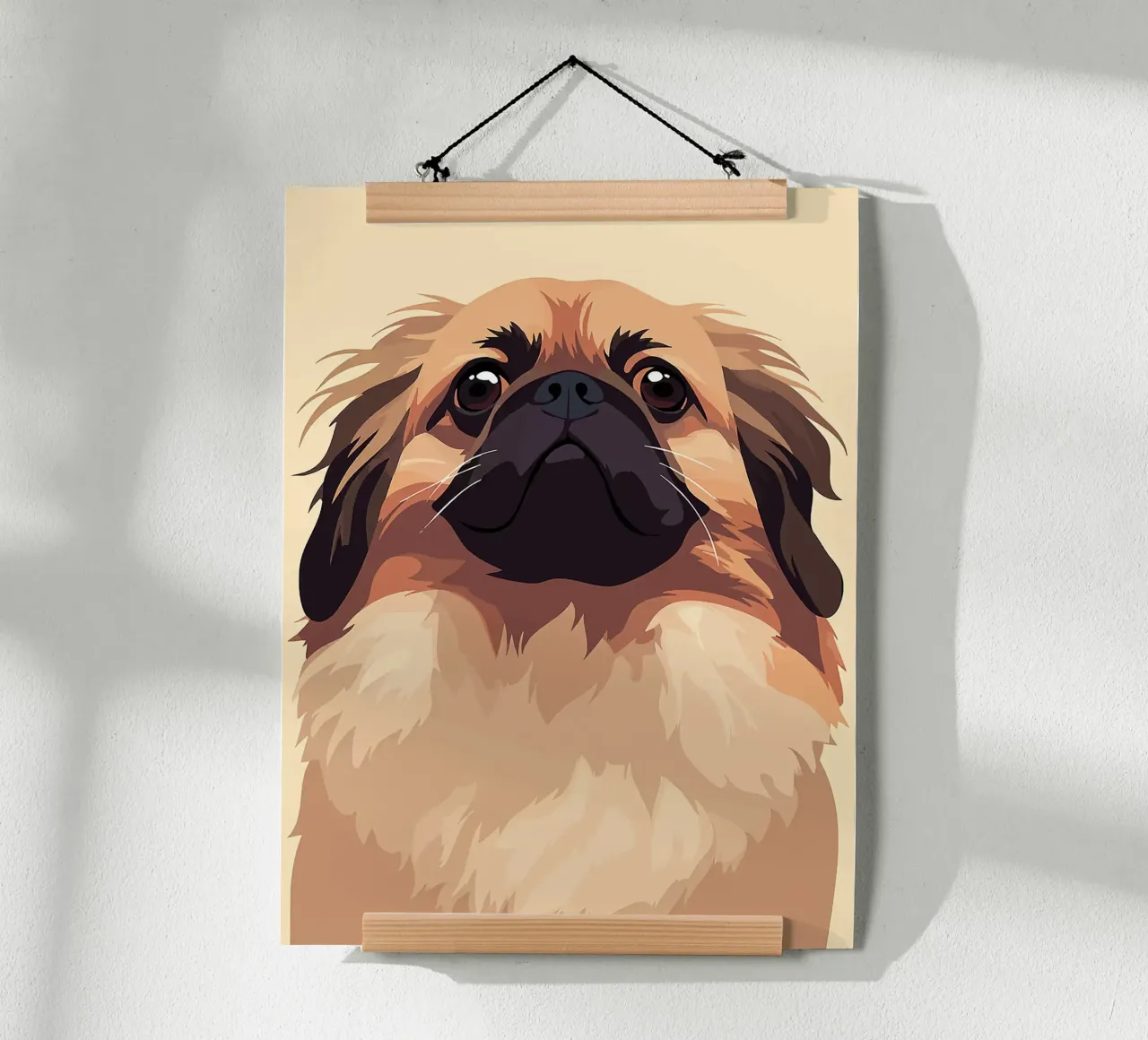 cane animale domestico ritratto carino fluffy poster con telaio in legno da Franziska Richter