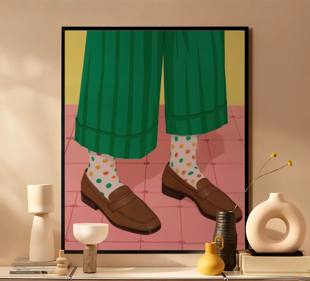 Declaración de calcetines extravagantes poster con marco de madera de Bruce Juice