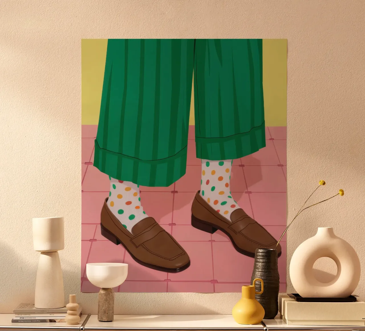 Declaración de calcetines extravagantes poster con marco de madera de Bruce Juice