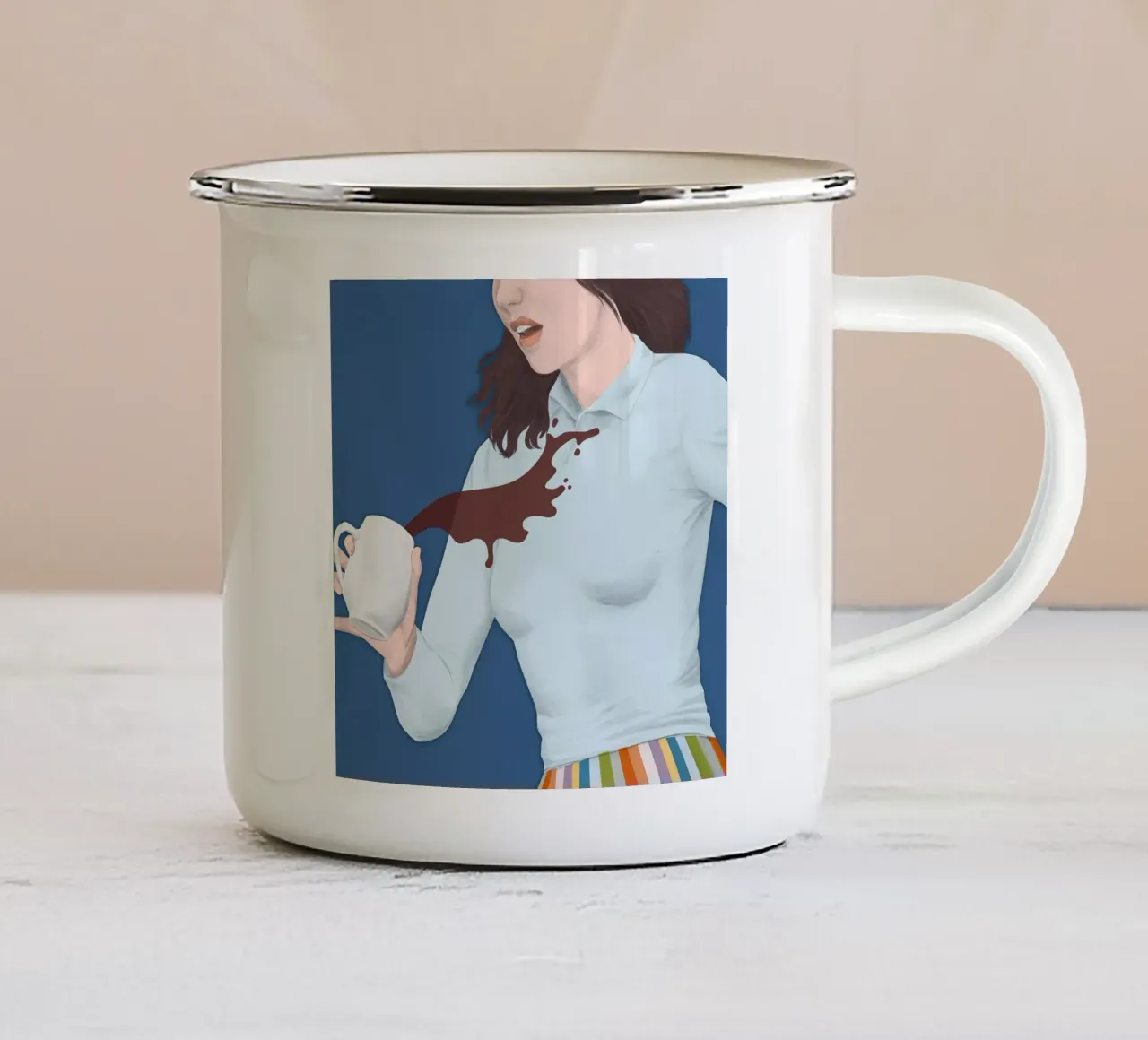 Caffè - Silja Goetz tazza in smalto da Monillustrations