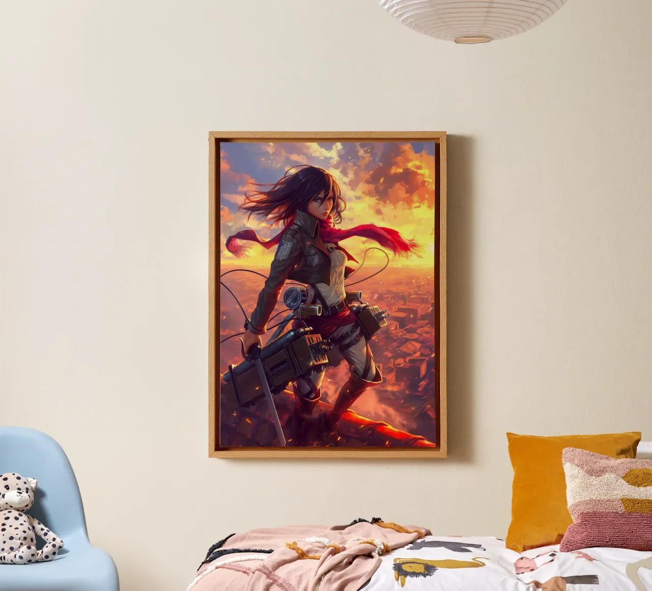 Mikasa Ackerman Attacco su Titano tela con Cornice a cassetta da Voxel Visionaries