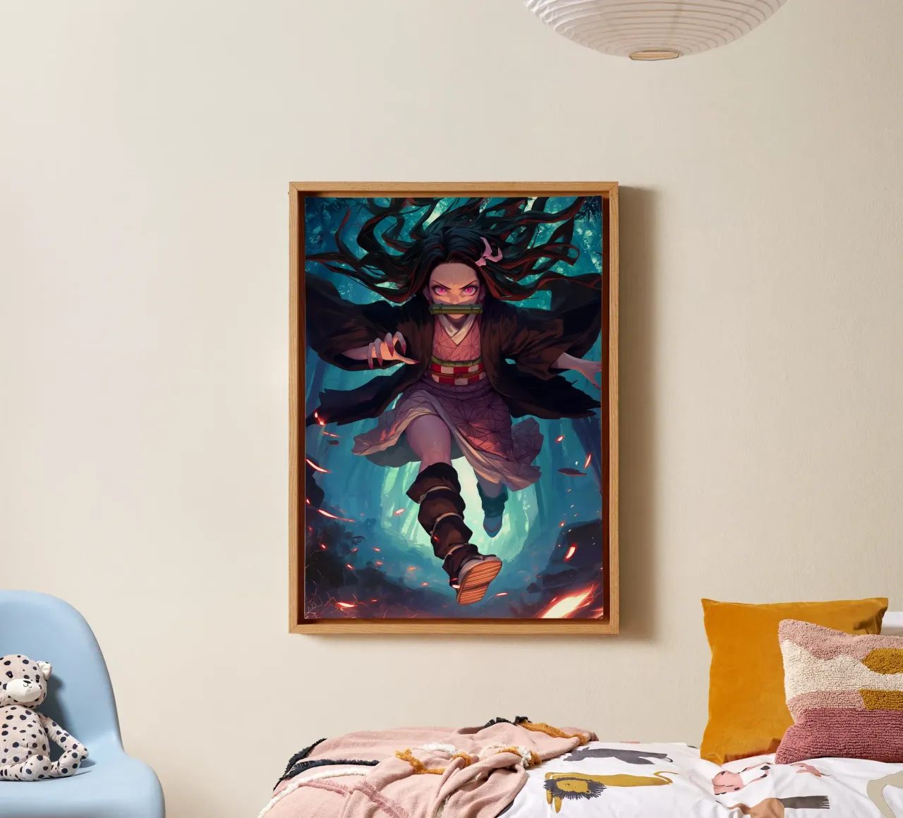 Nezuko Kamado Demonendoder canvas met Baklijst van Voxel Visionaries