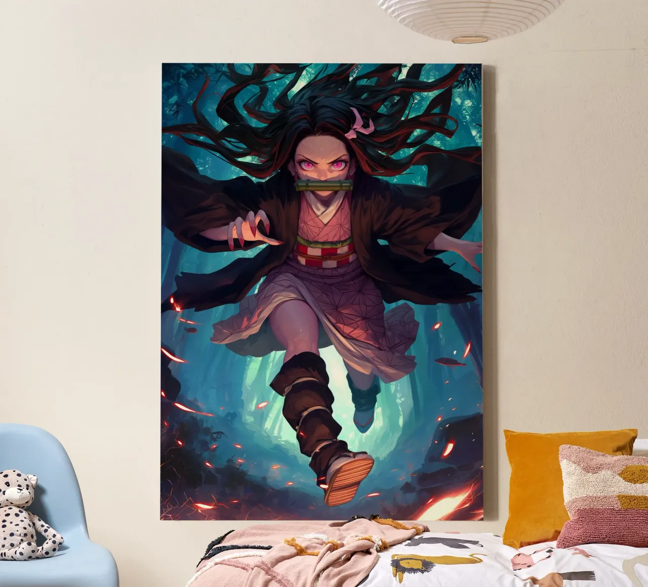 Nezuko Kamado Demonendoder canvas met Baklijst van Voxel Visionaries