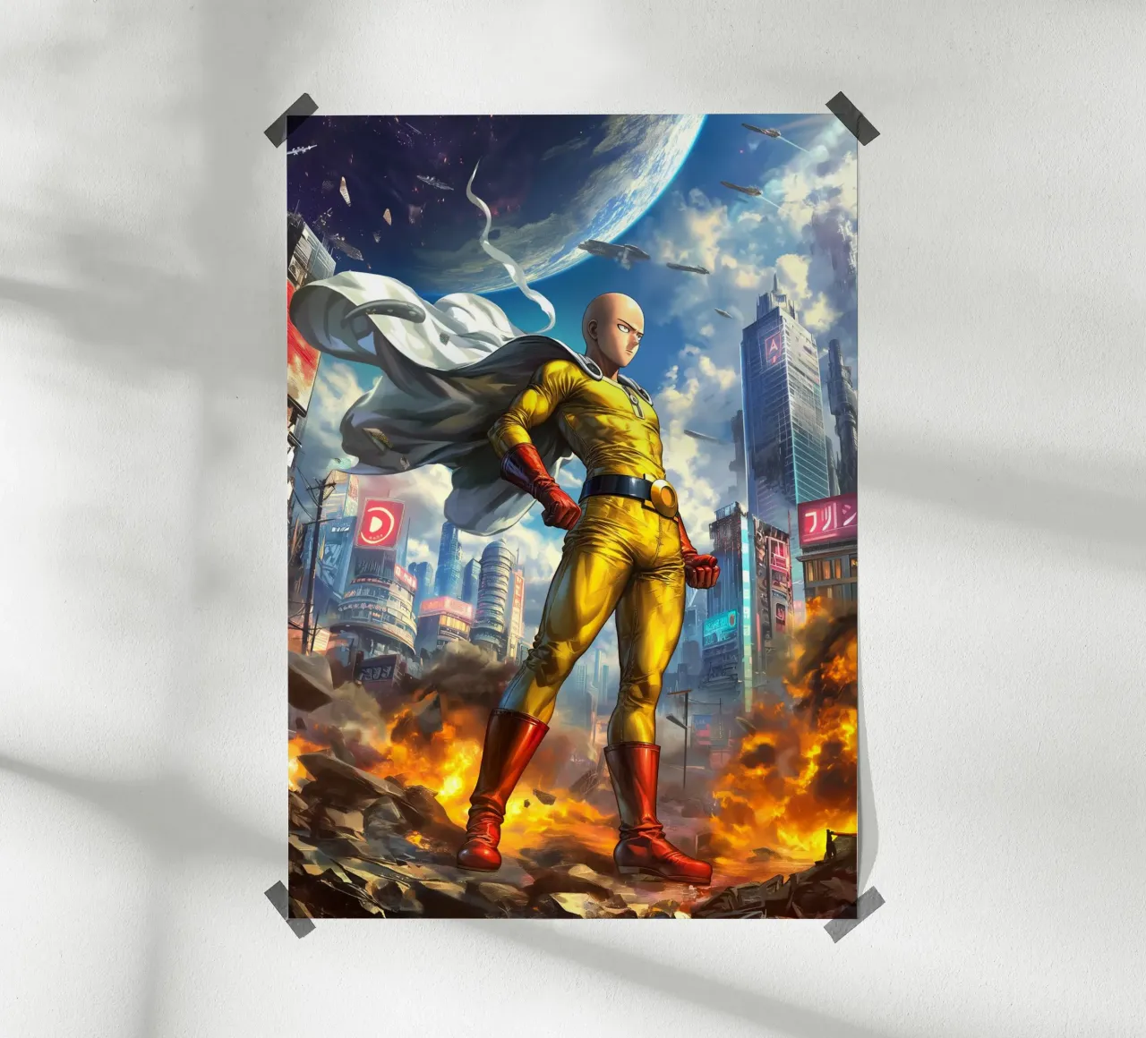 Saitama One Punch Man poster da Voxel Visionaries