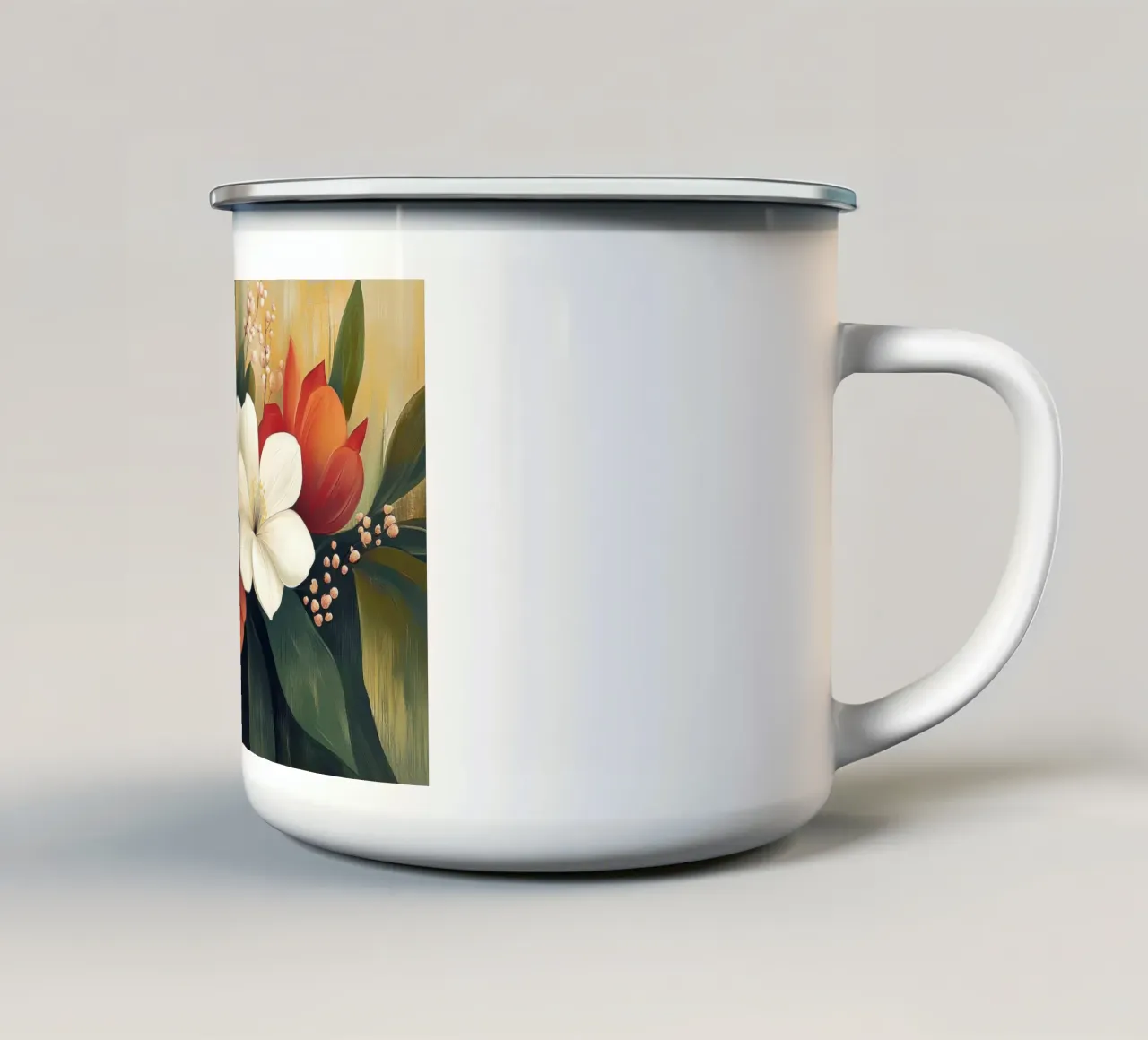 Abstracte bloemen emaille mok van Imagine