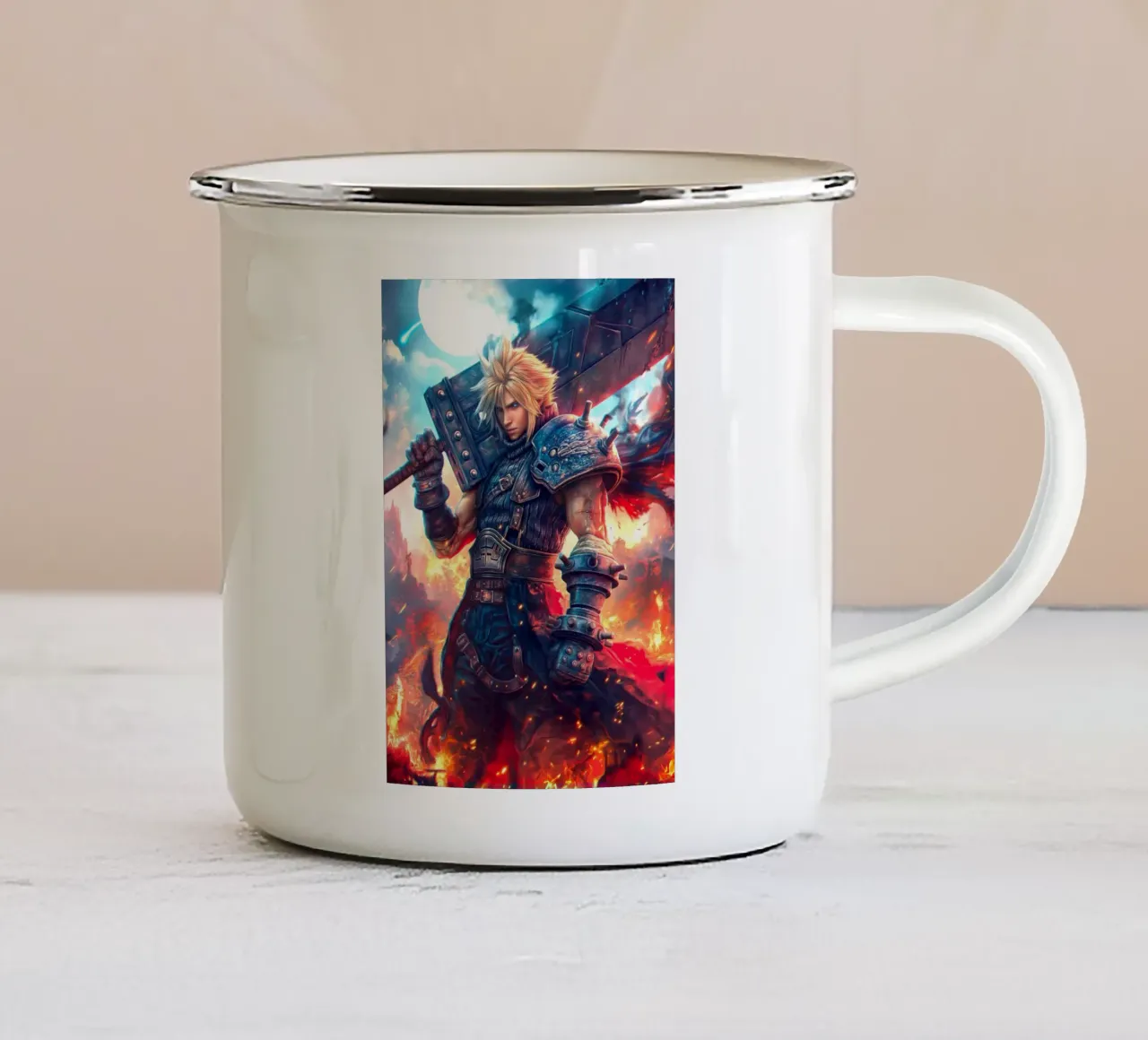 Cloud Strife Final Fantasy VII FF7 tazza in smalto da Voxel Visionaries