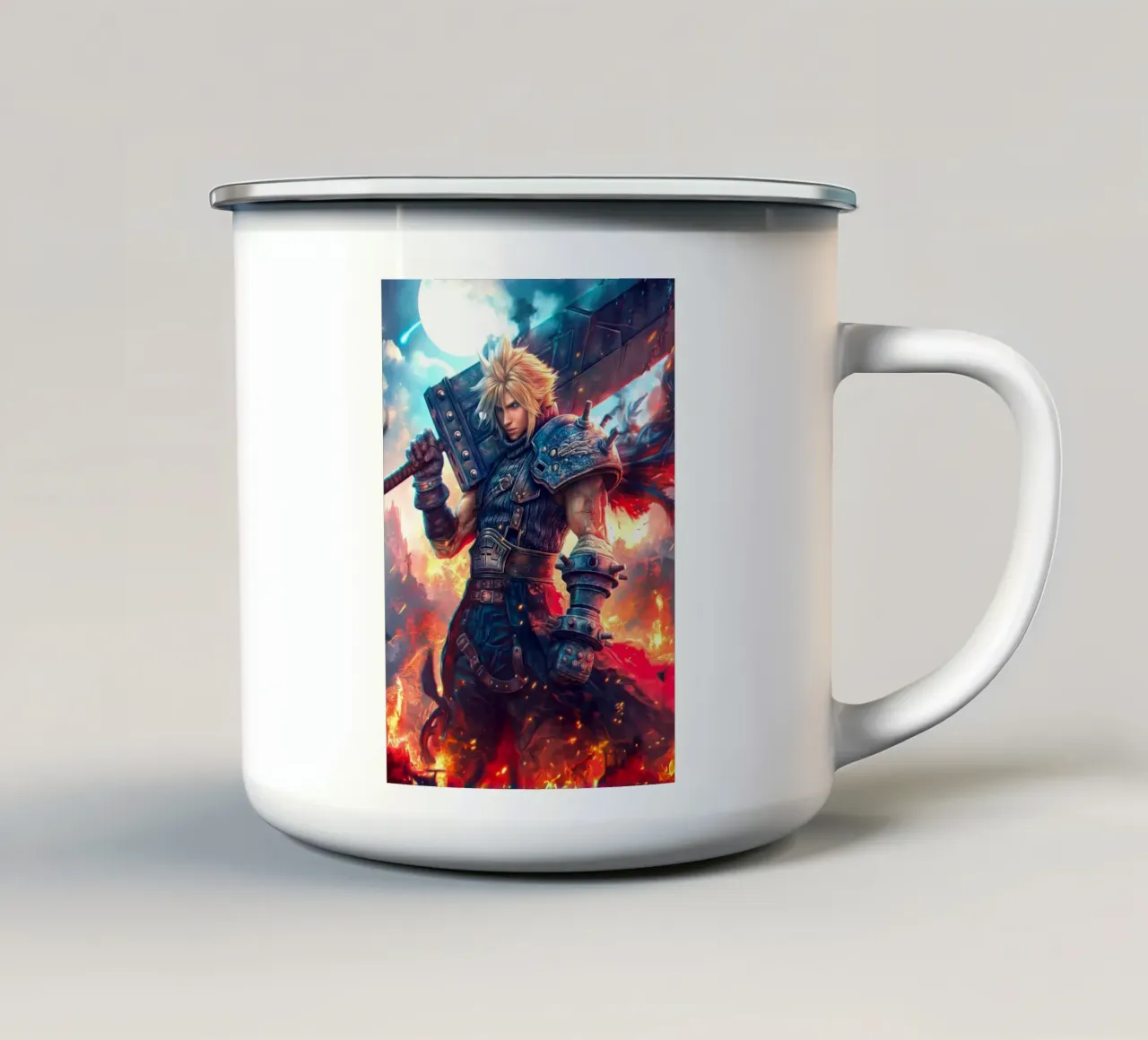 Cloud Strife Final Fantasy VII FF7 tazza in smalto da Voxel Visionaries