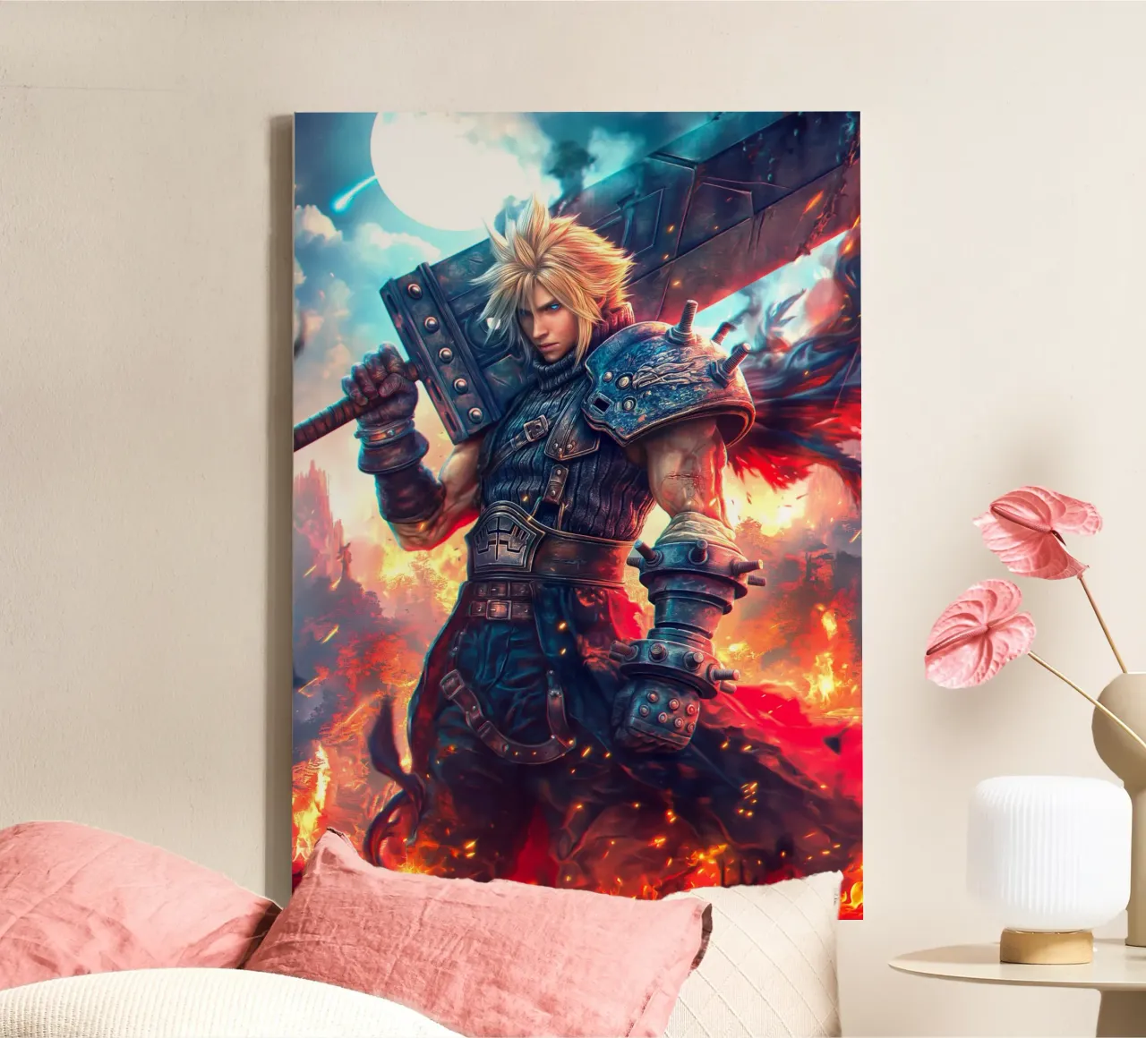 Cloud Strife Final Fantasy VII FF7 tela con Cornice a cassetta da Voxel Visionaries
