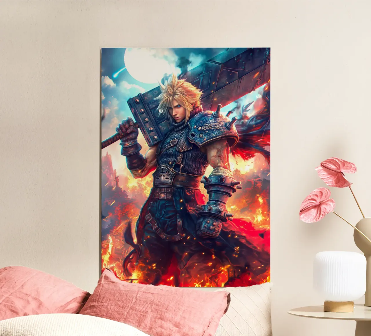 Cloud Strife Final Fantasy VII FF7 poster con telaio in alluminio da Voxel Visionaries