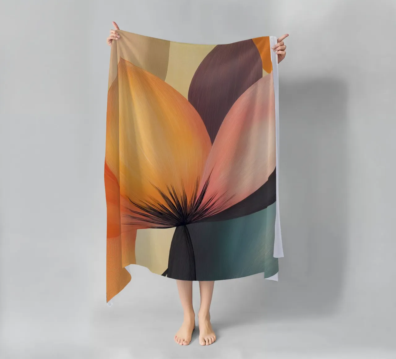 Abstract flowers beach towel by Imagine