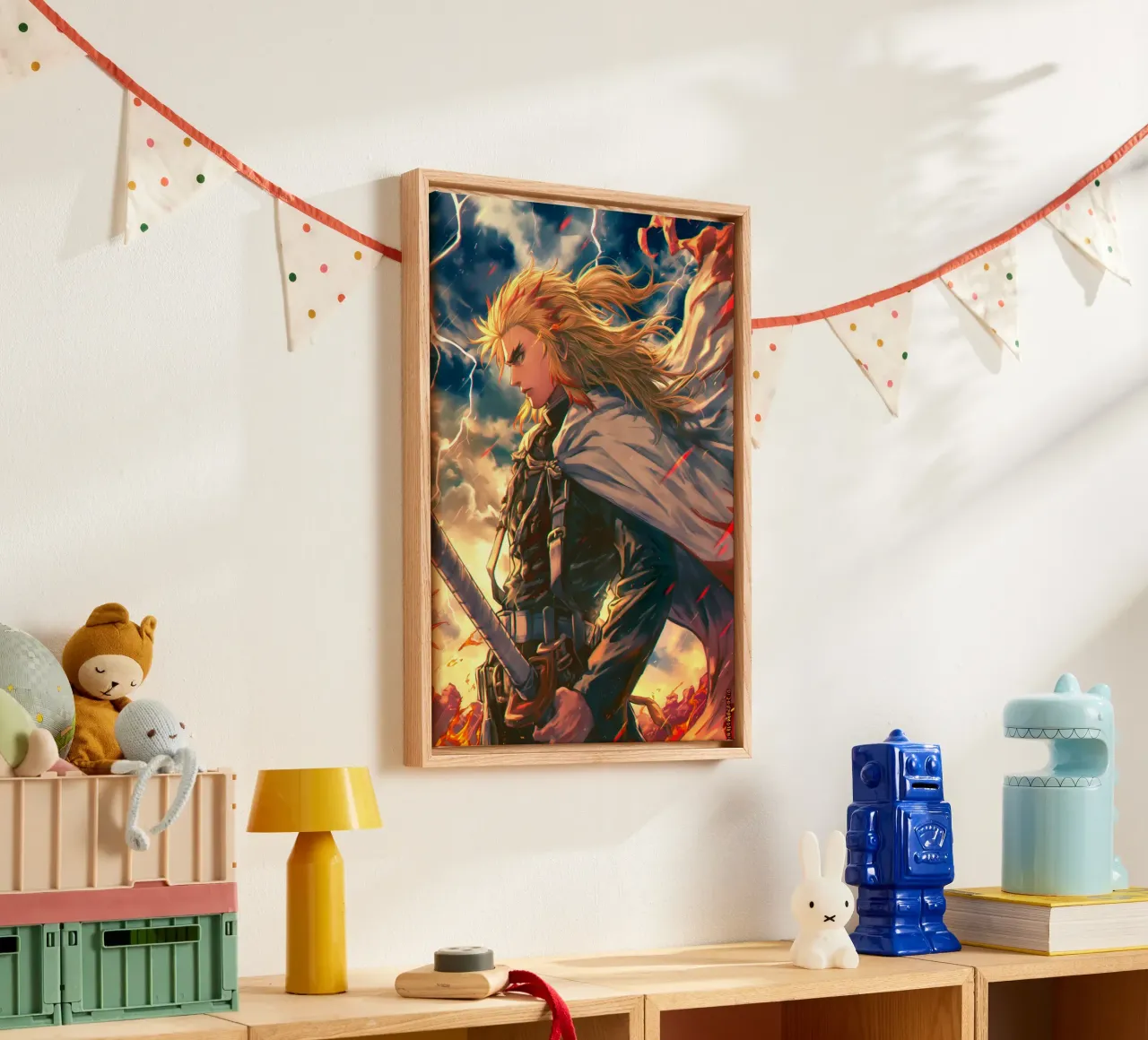 Kyojuro Rengokuendoder canvas met Baklijst van Voxel Visionaries