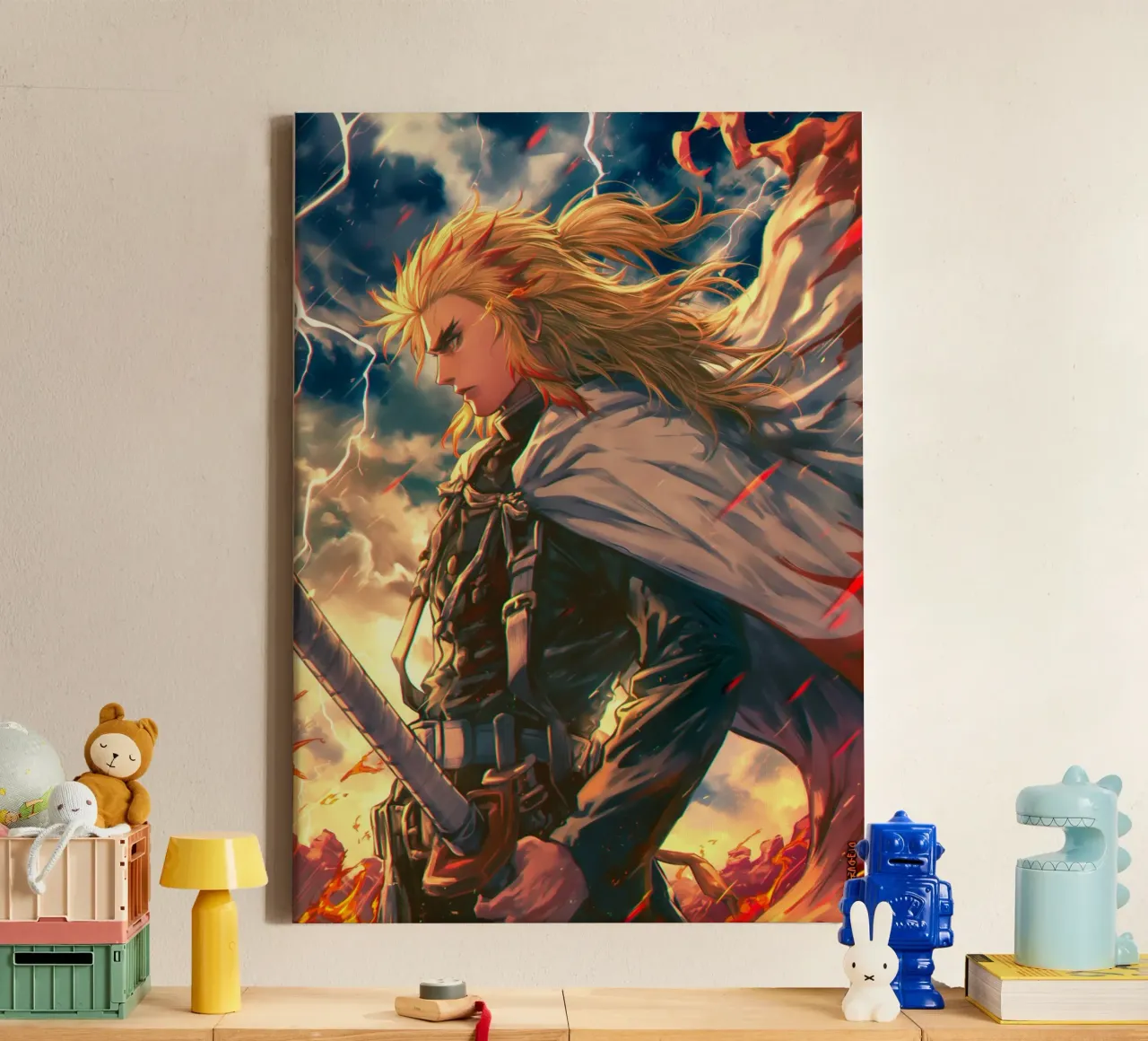 Kyojuro Rengokuendoder canvas met Baklijst van Voxel Visionaries