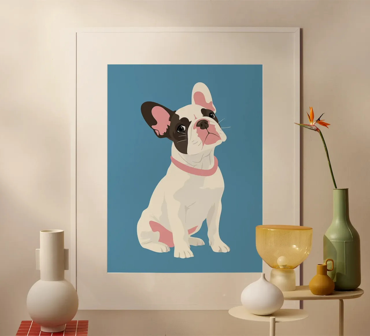 cane bulldog francese cartone animato animale poster con telaio in alluminio da Franziska Richter