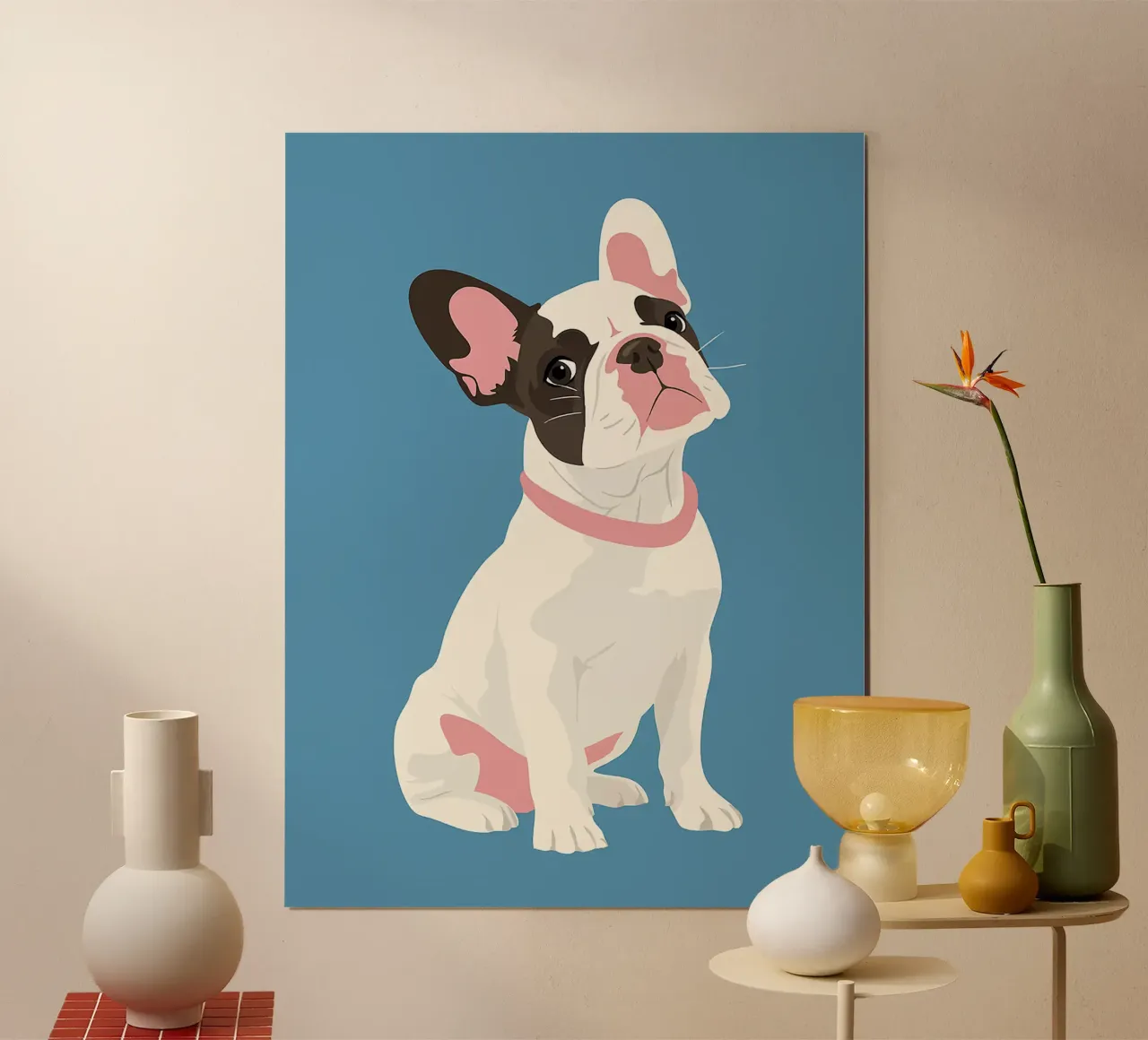 cane bulldog francese cartone animato animale poster con telaio in alluminio da Franziska Richter