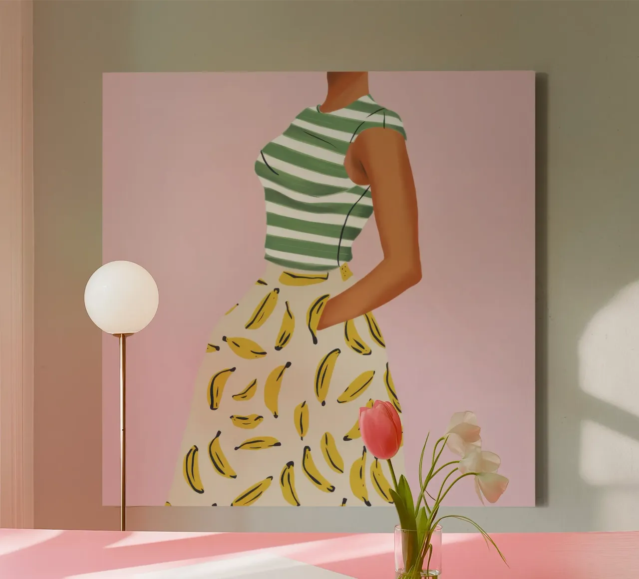 Speelse bananenchic canvas met Baklijst van Autumn Season