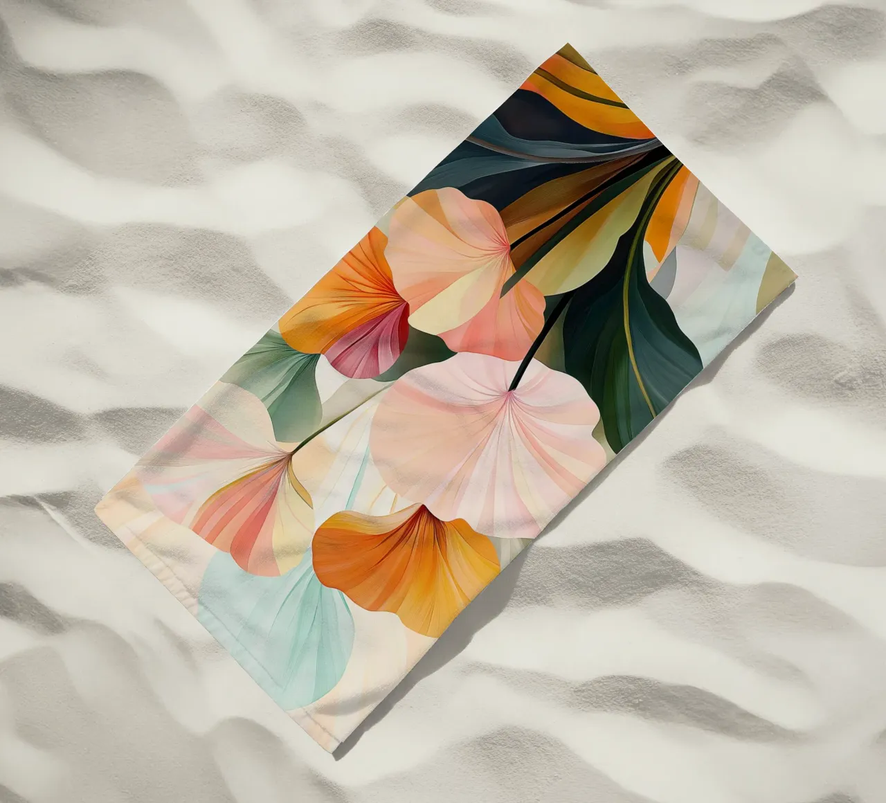 Abstract flowers beach towel by Imagine