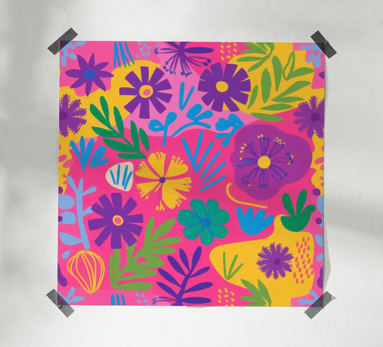 Gioiosa esplosione floreale poster con telaio in legno da Bruce Juice