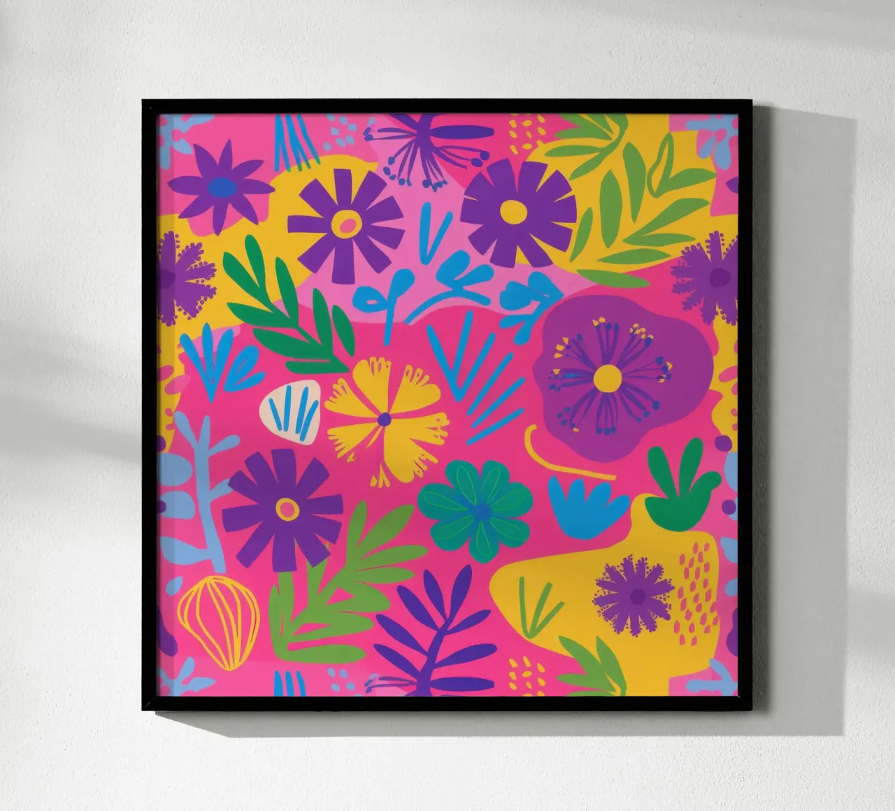 Gioiosa esplosione floreale poster con telaio in legno da Bruce Juice