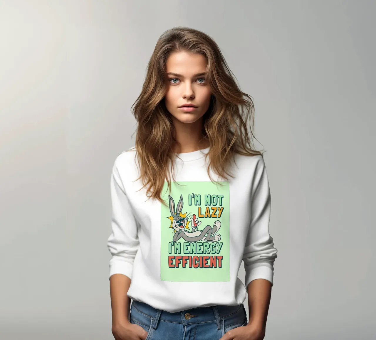 in not lazy rabbit funny drawing sweatshirt by klicins