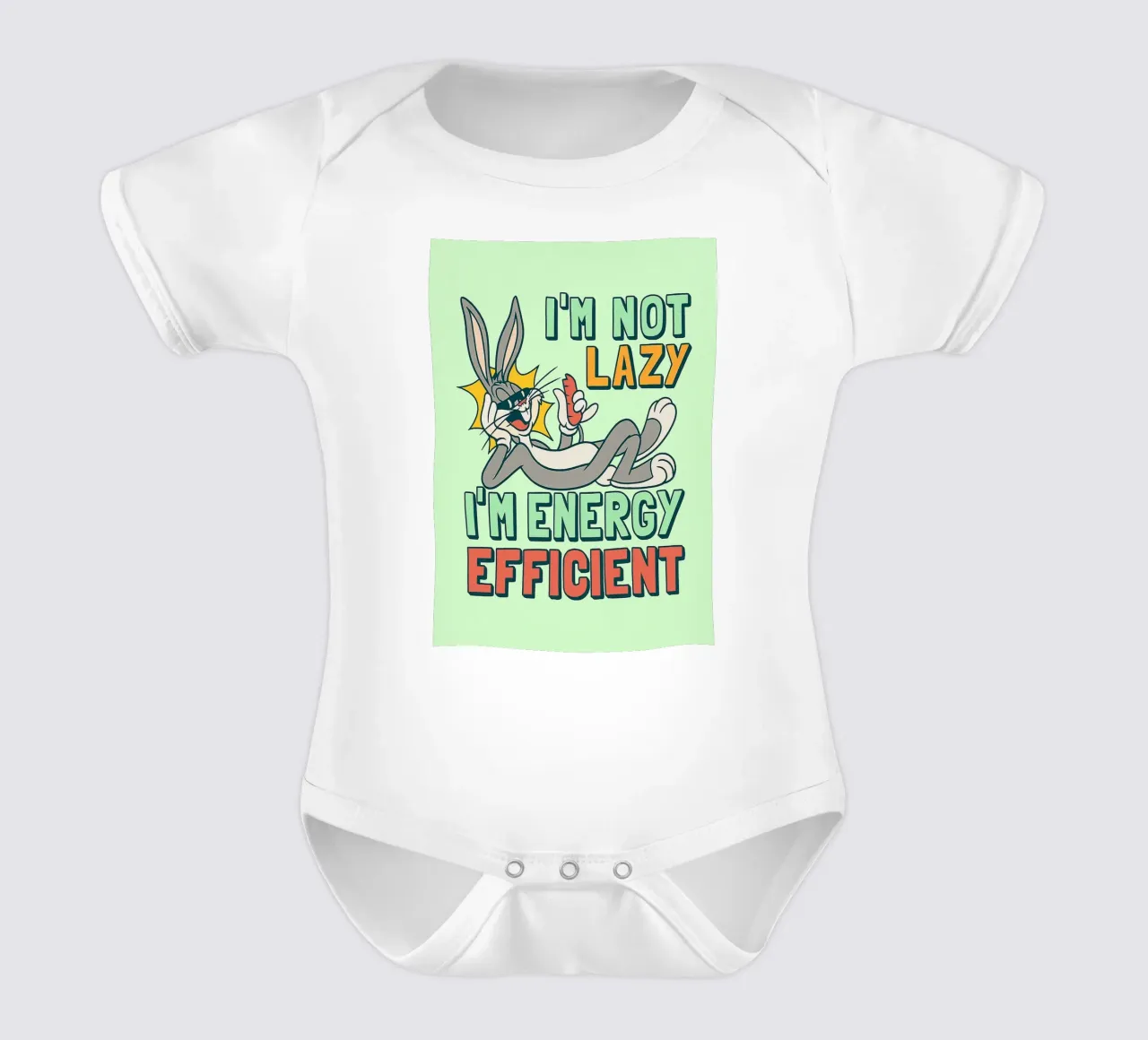 in not lazy rabbit funny drawing short-sleeve baby romper by klicins