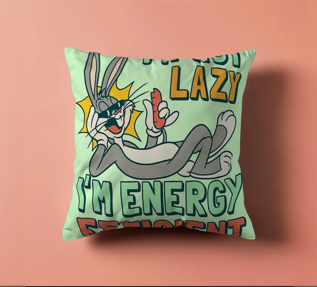 in not lazy rabbit funny drawing decorative cushion by klicins
