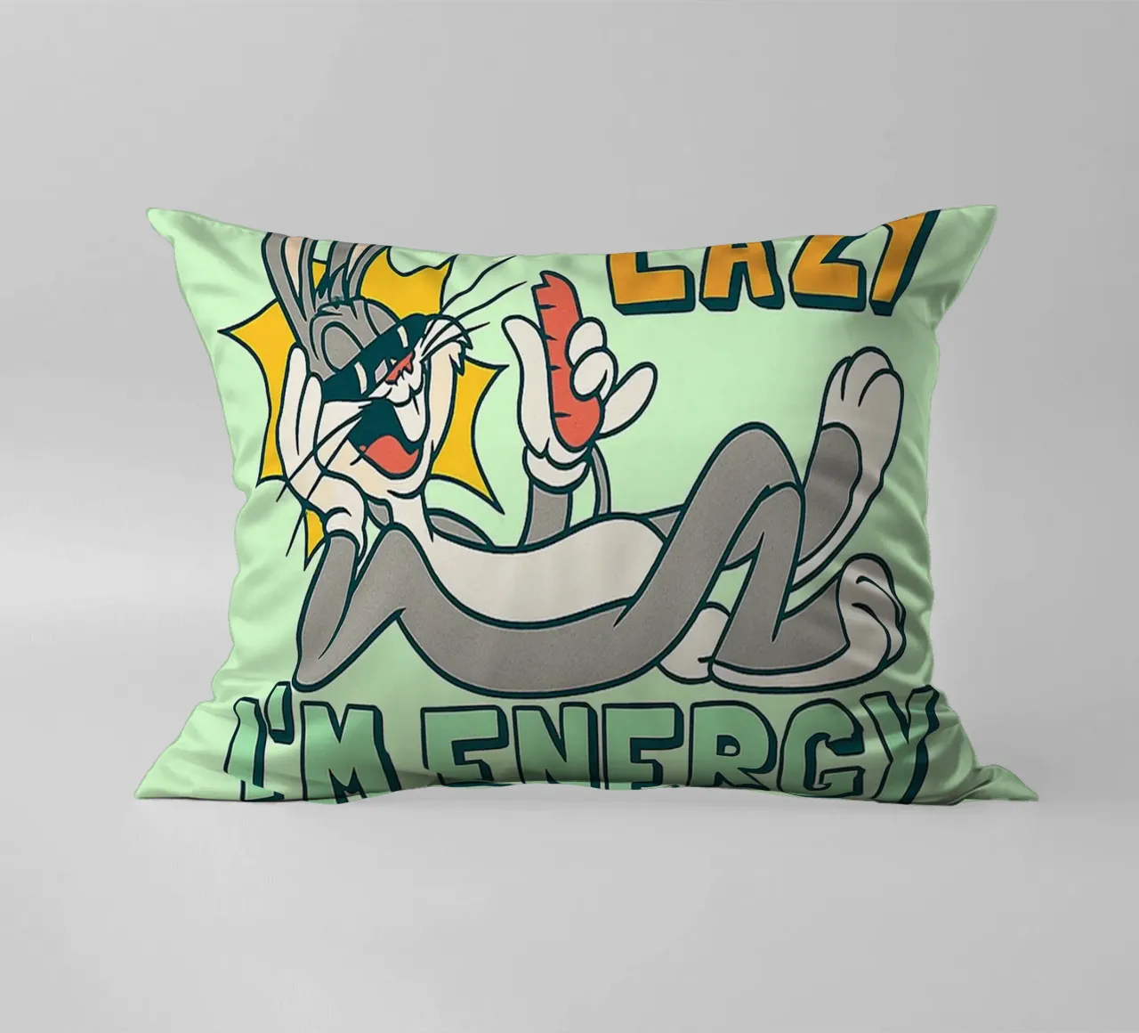 in not lazy rabbit funny drawing decorative cushion by klicins