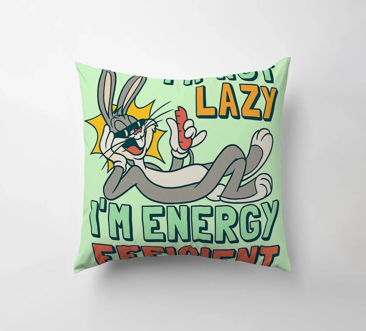 in not lazy rabbit funny drawing decorative cushion by klicins