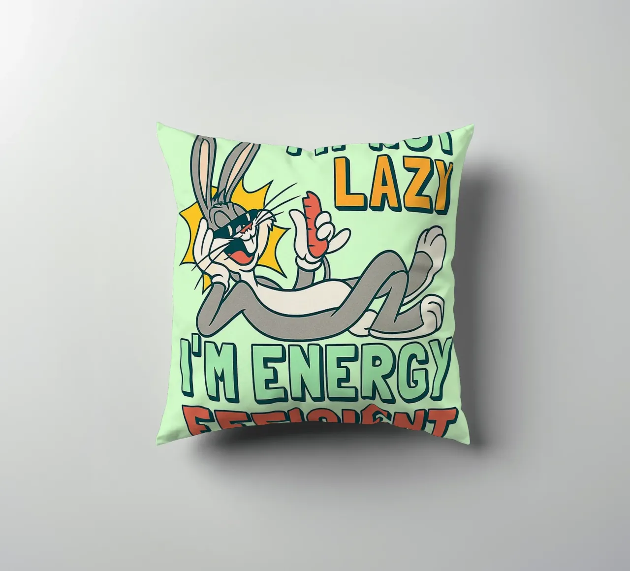 in not lazy rabbit funny drawing decorative cushion by klicins